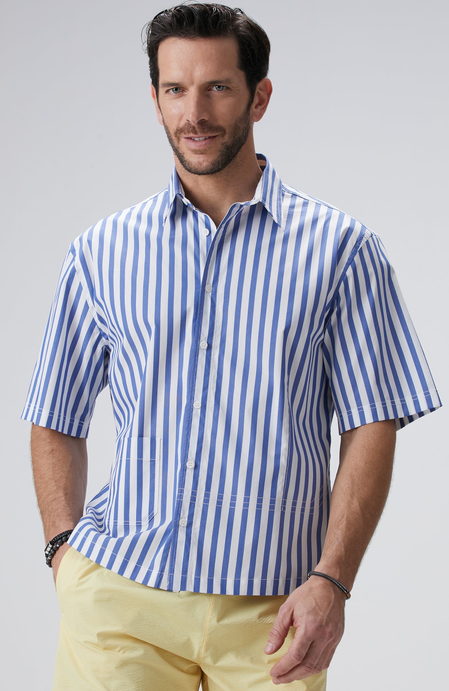 MEN'S Blue White Striped Shirt