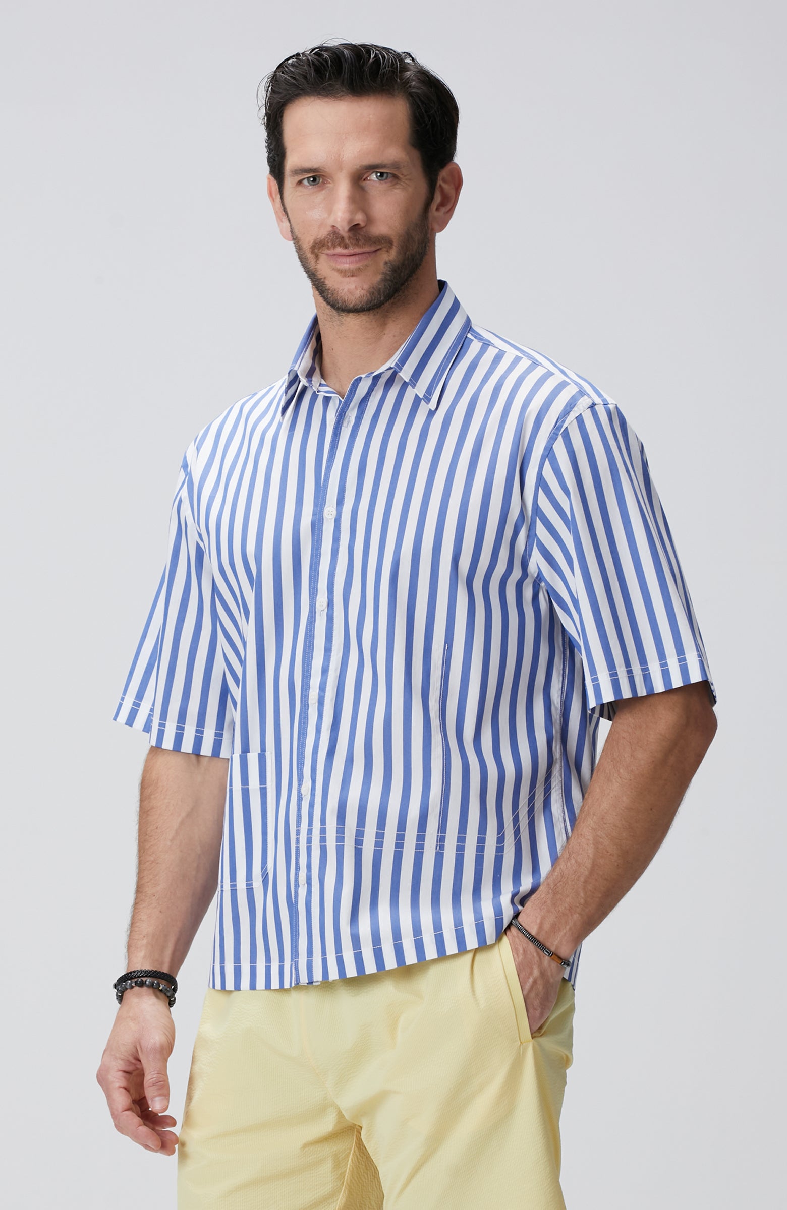 MEN'S Blue White Striped Shirt