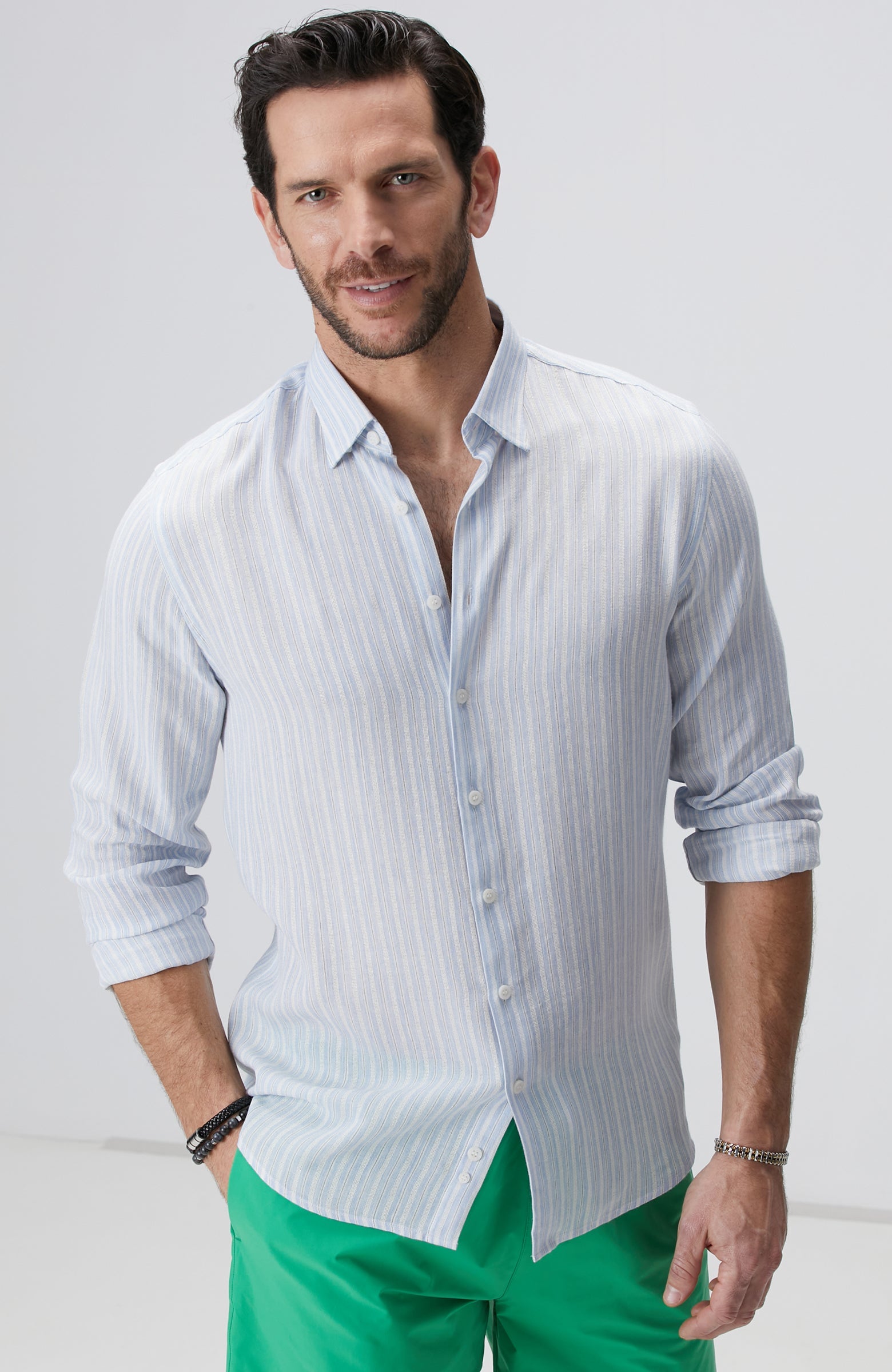 MEN'S Blue White Striped Shirt