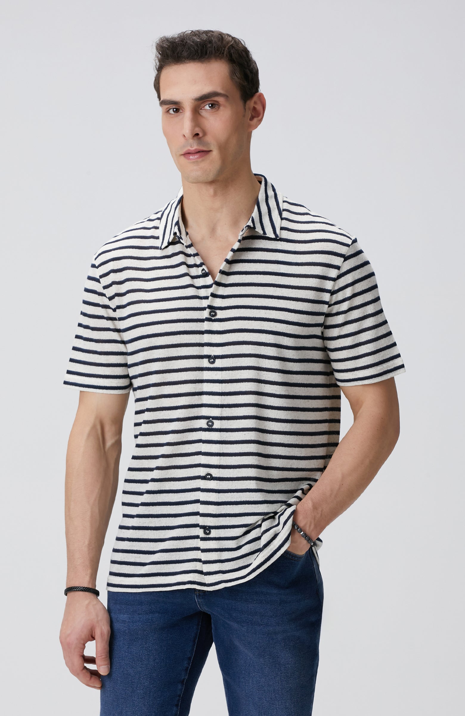 MEN'S Off-White Stripe Patterned Shirt