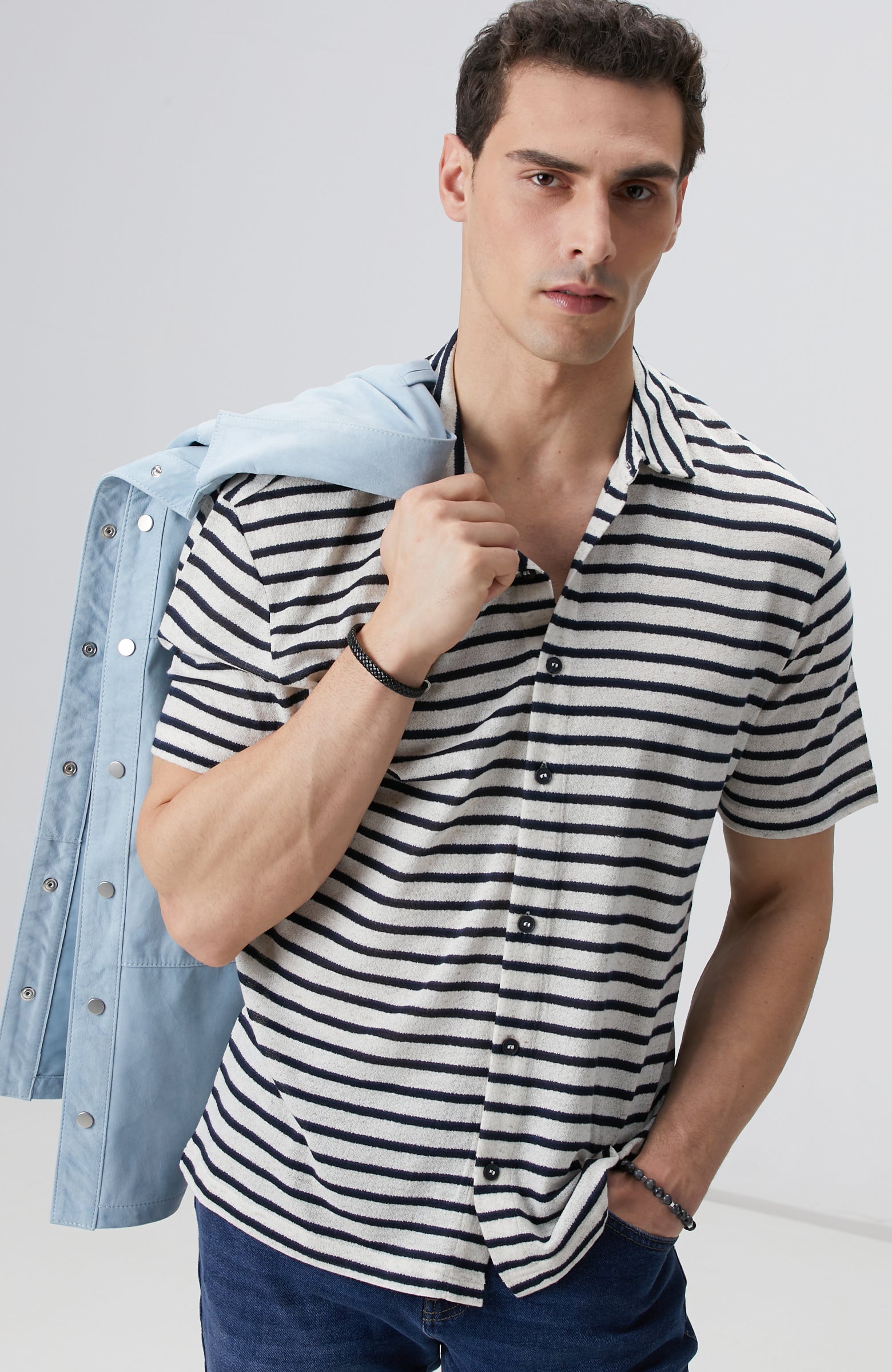 MEN'S Off-White Stripe Patterned Shirt
