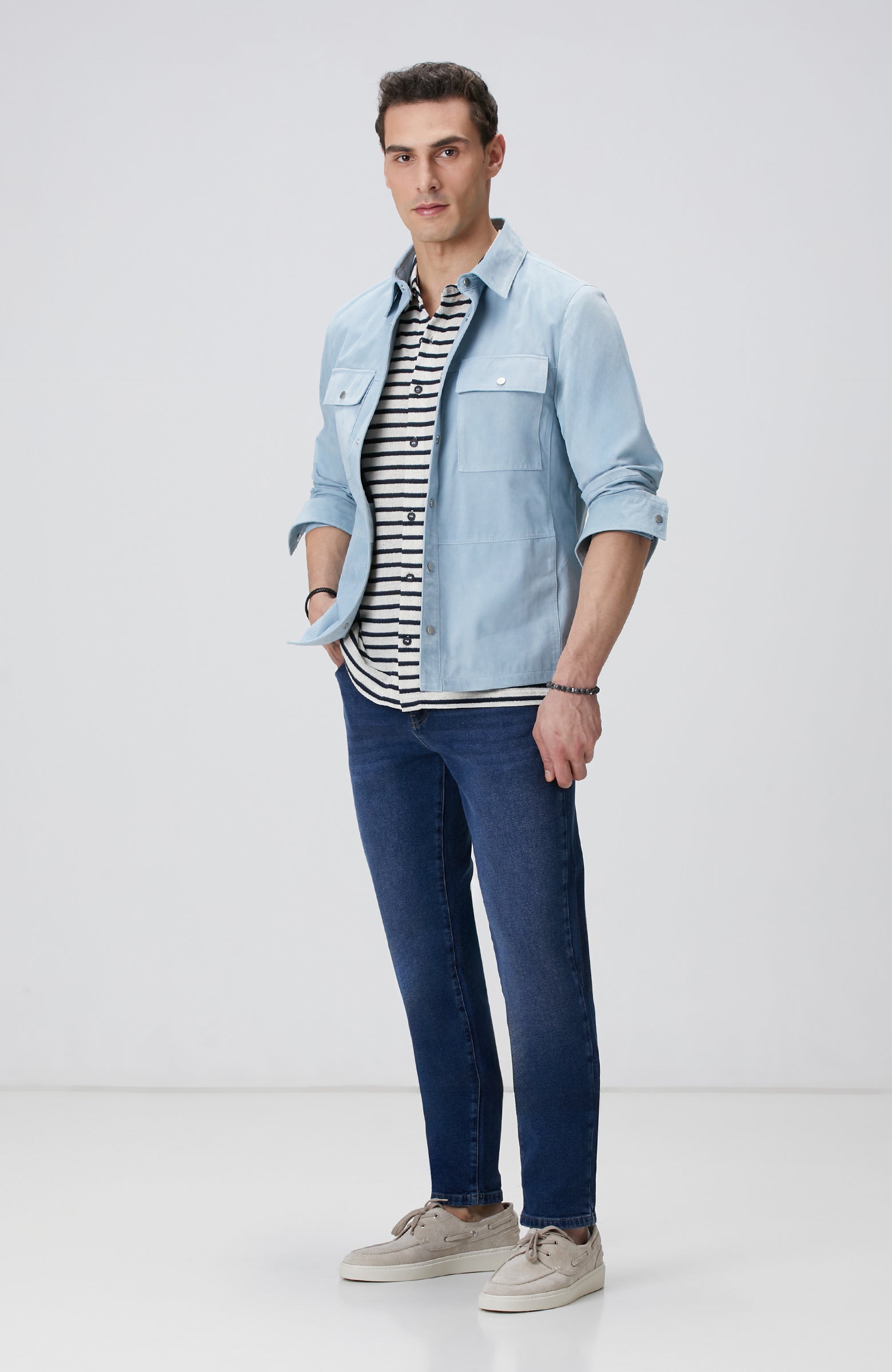 MEN'S Off-White Stripe Patterned Shirt