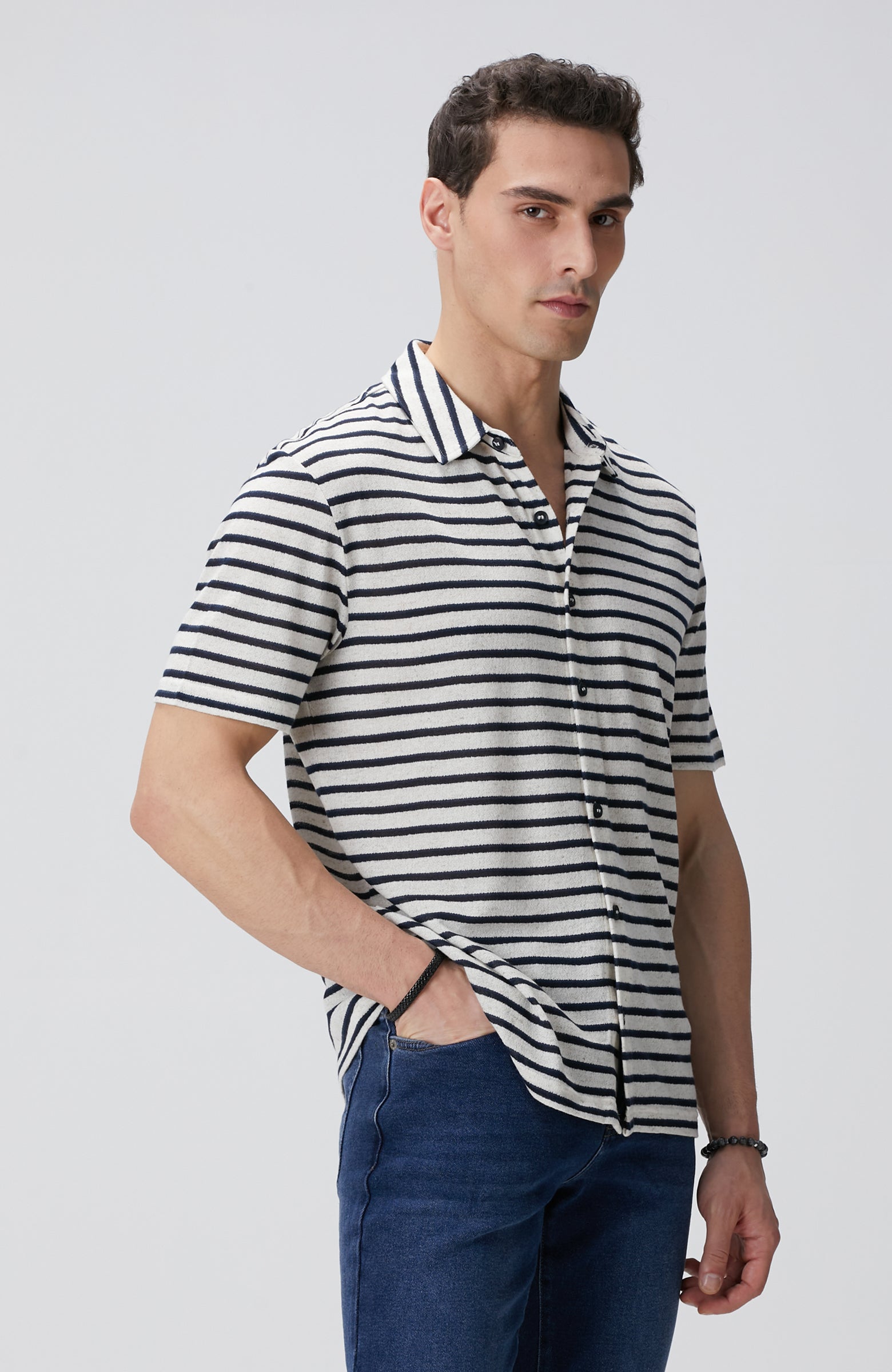 MEN'S Off-White Stripe Patterned Shirt