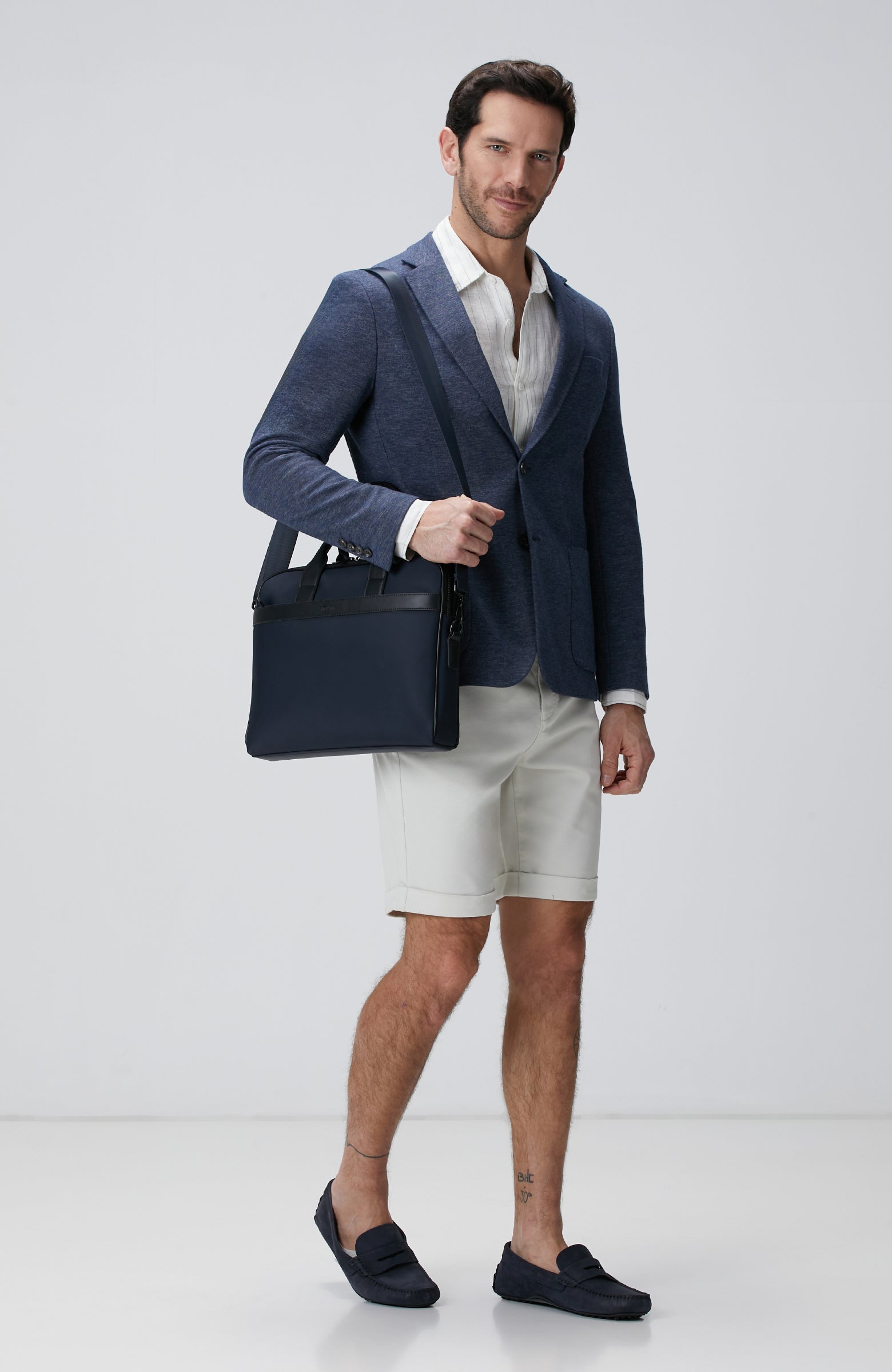 MEN'S White Stripe Pattern Linen Shirt