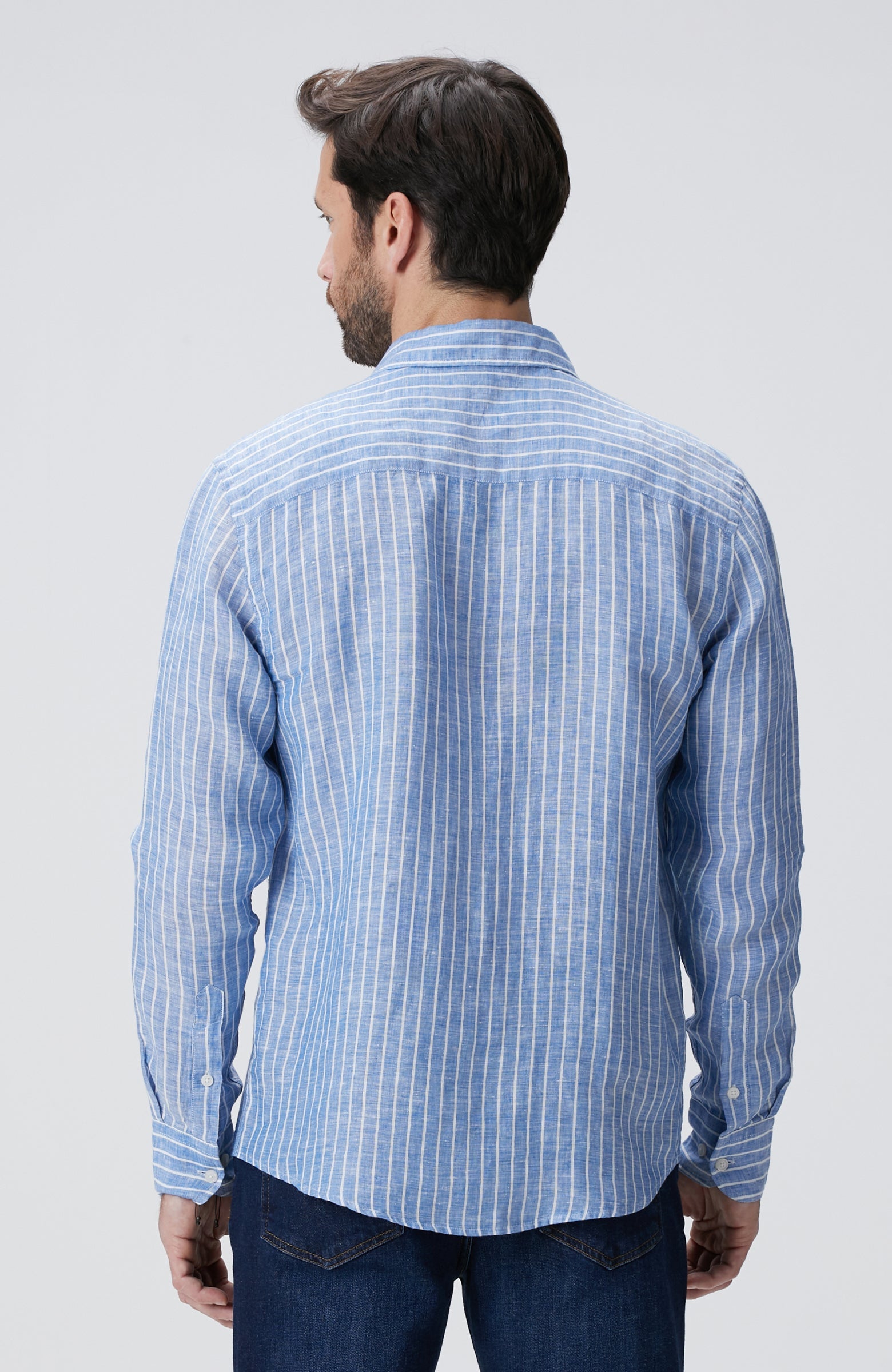 MEN'S Blue Striped Linen Shirt