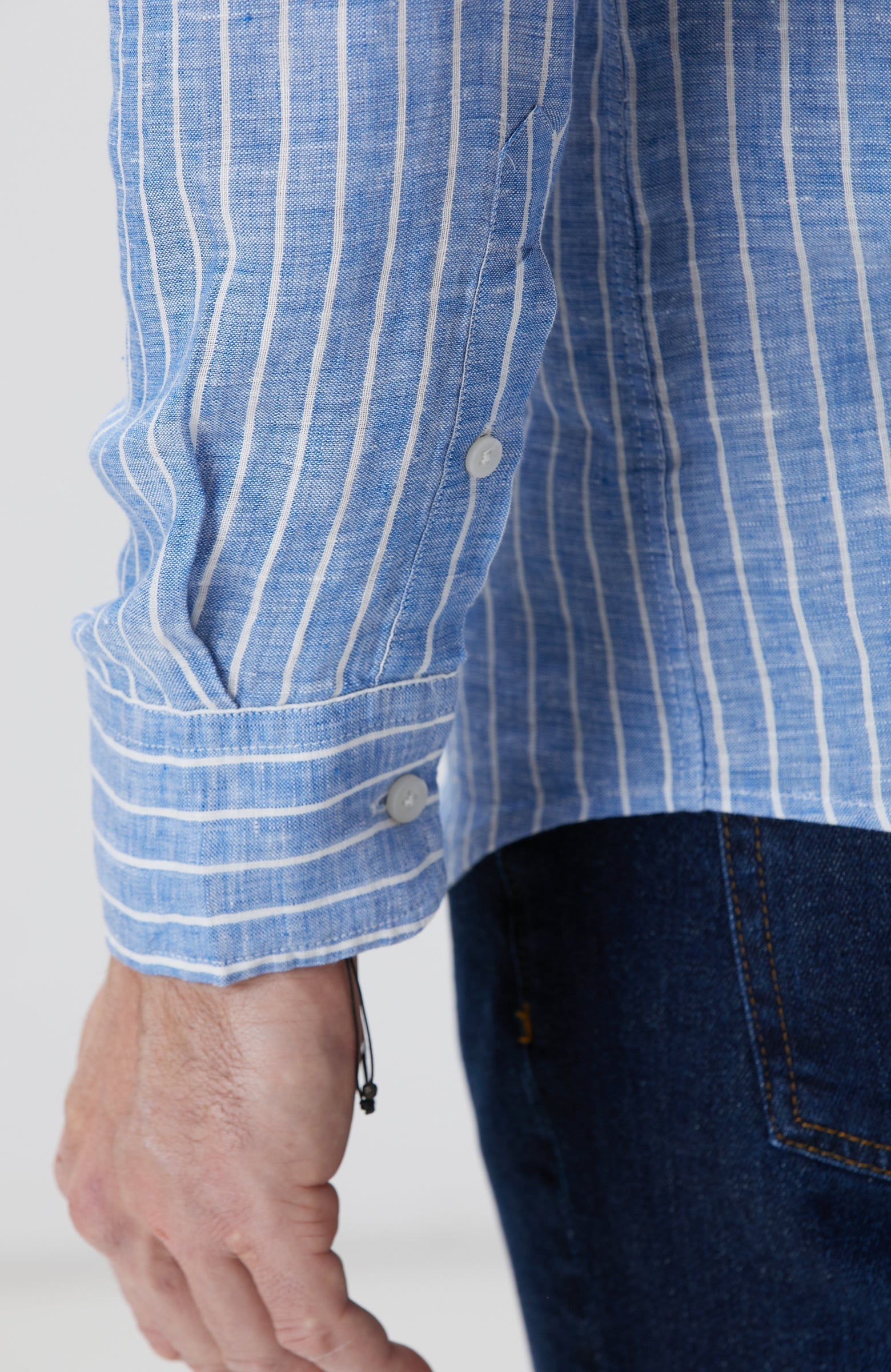 MEN'S Blue Striped Linen Shirt