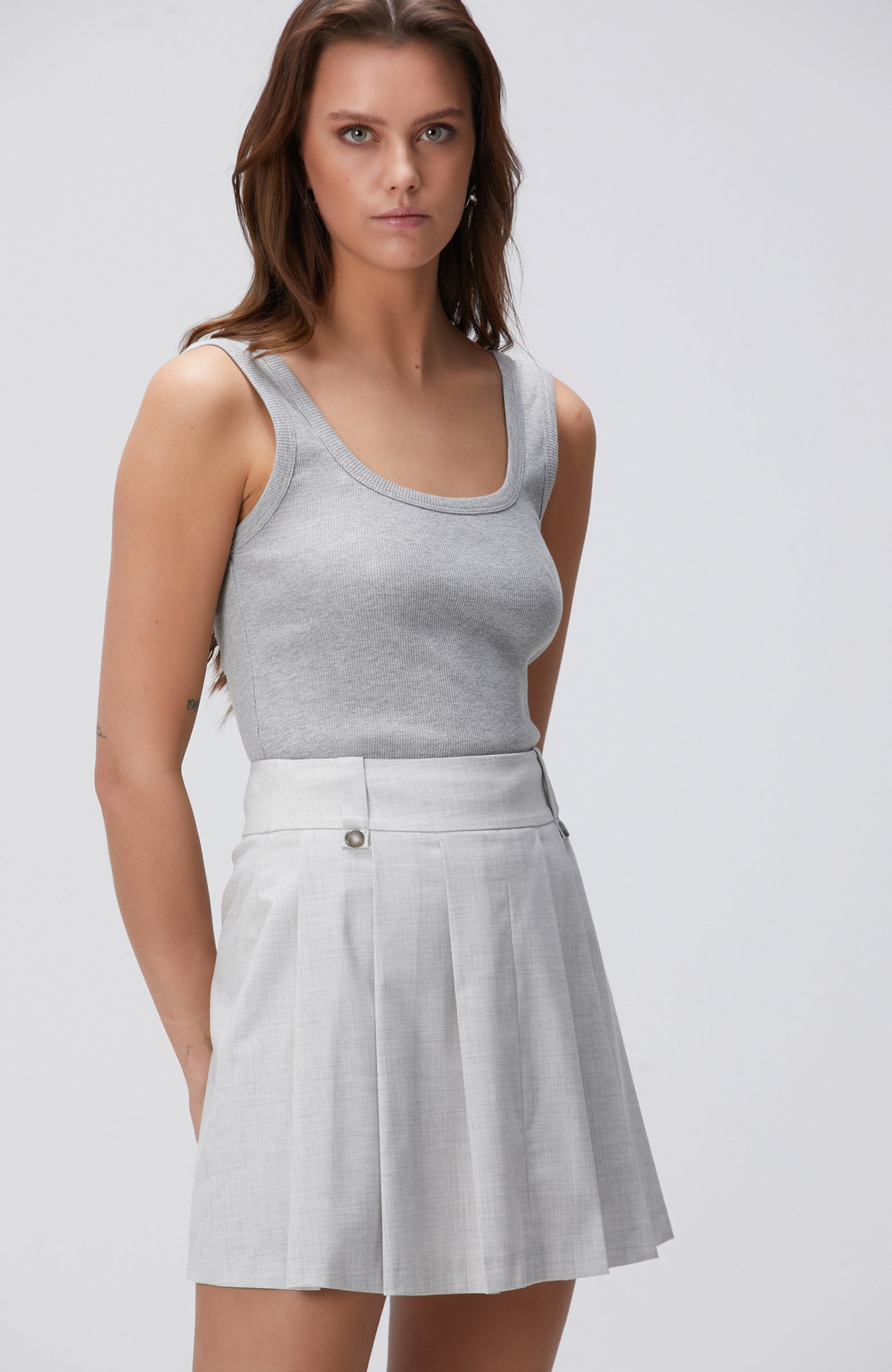 WOMEN'S Gray Melange Basic Tank Top