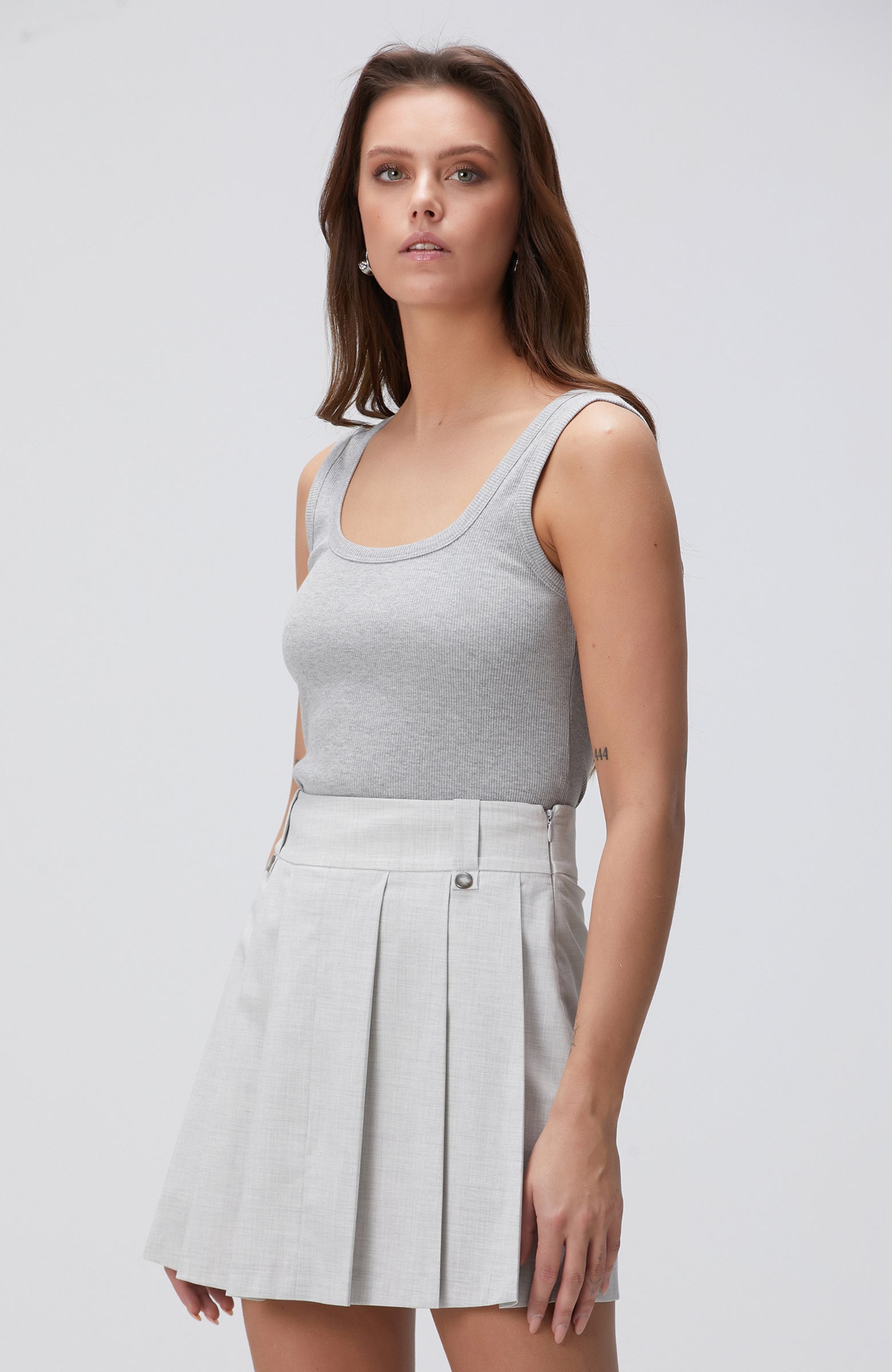 WOMEN'S Gray Melange Basic Tank Top