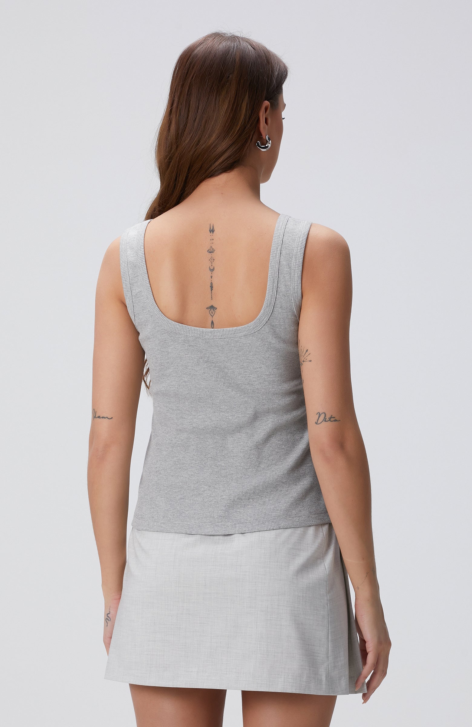 WOMEN'S Gray Melange Basic Tank Top