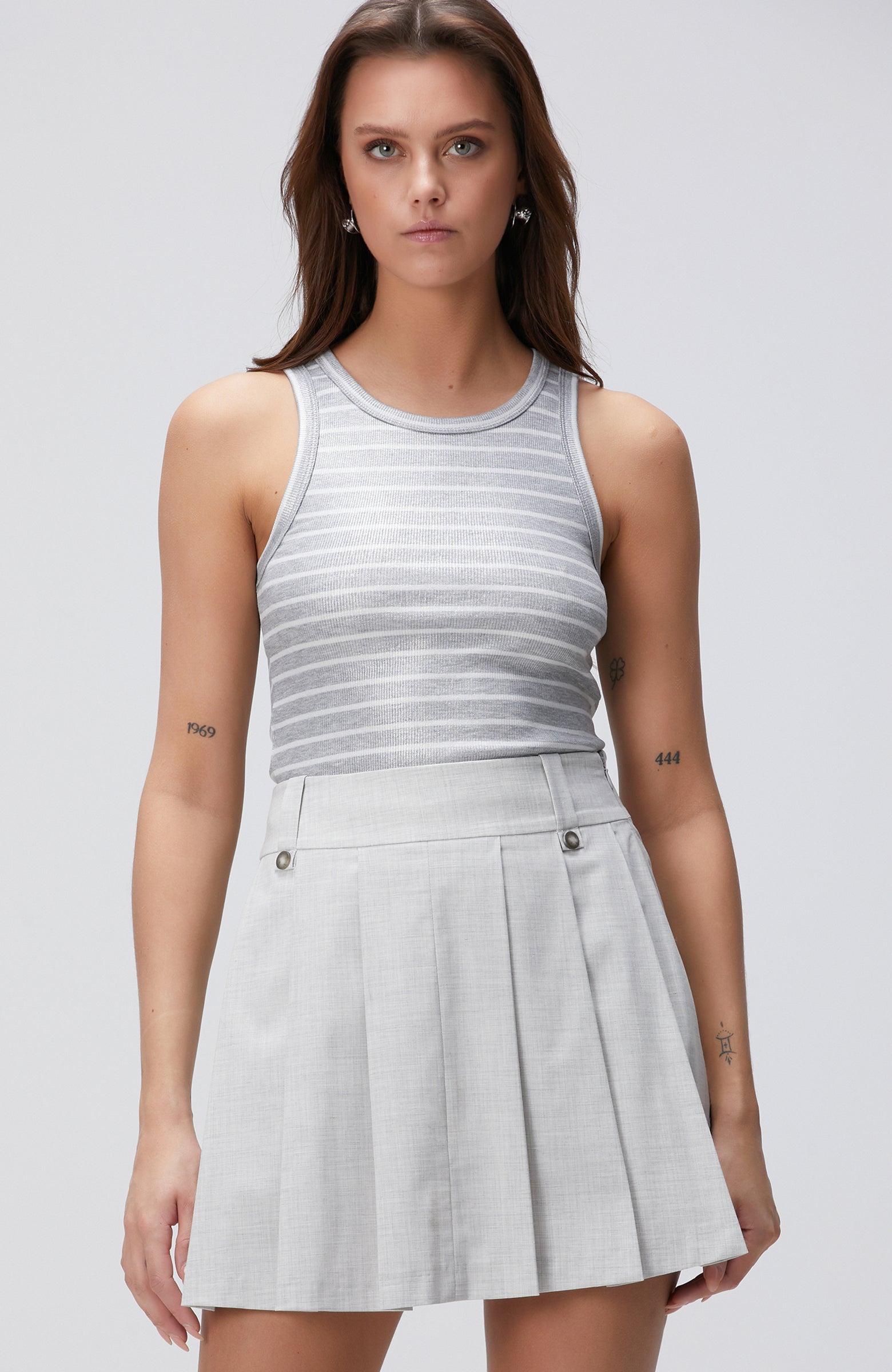 WOMEN'S Gray Striped Tank Top