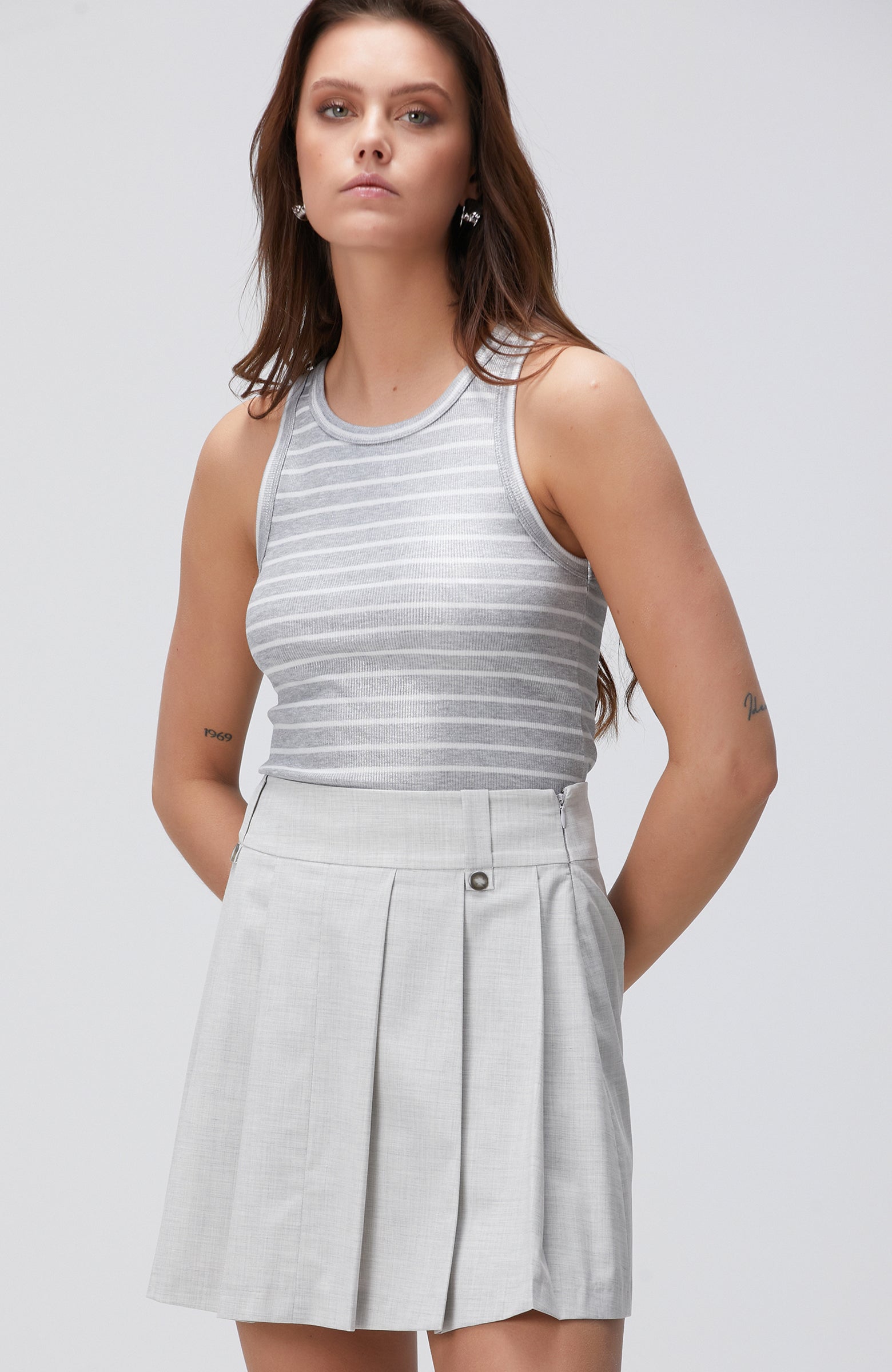 WOMEN'S Gray Striped Tank Top