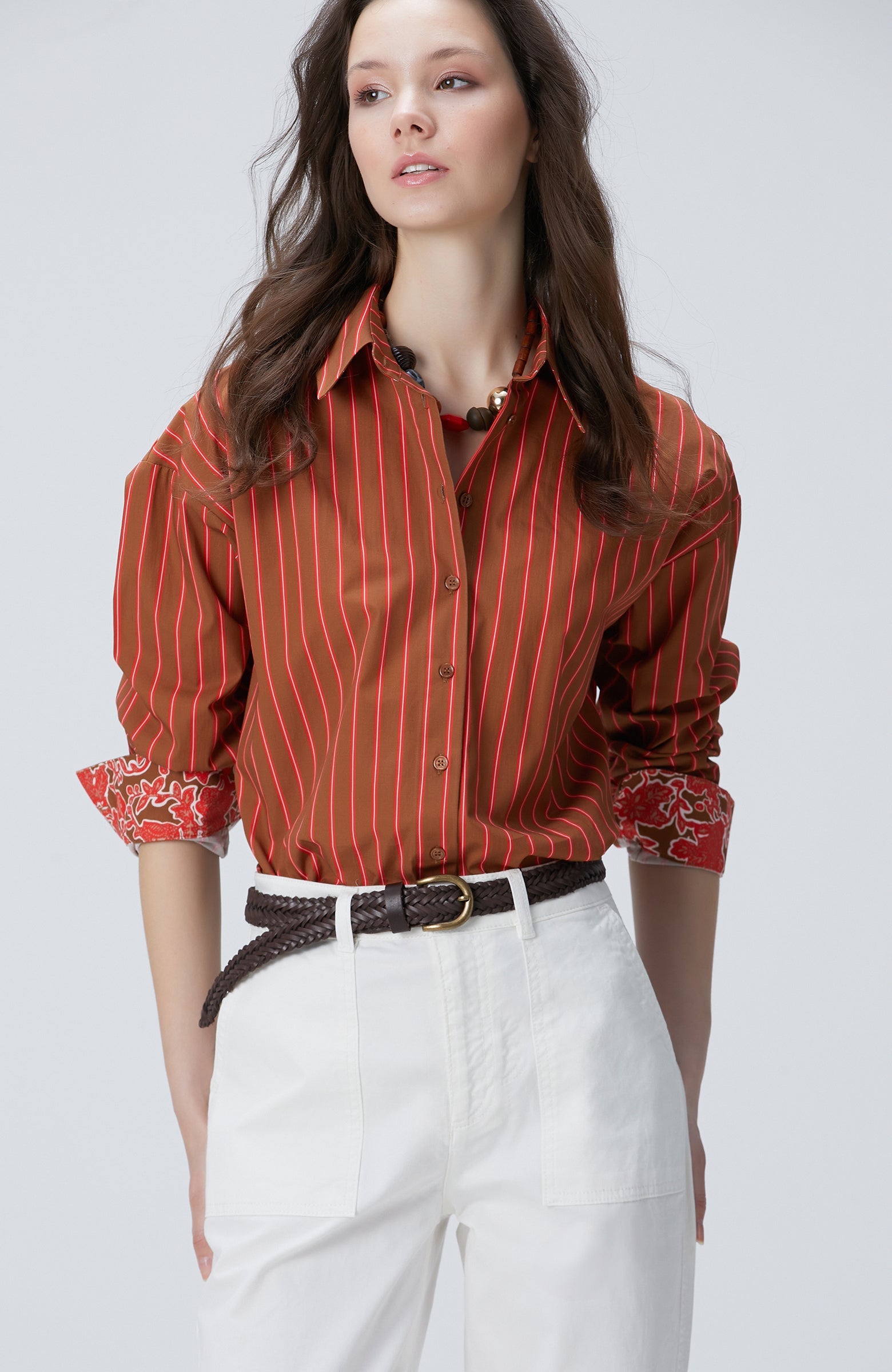 WOMEN'S Cinnamon Red Striped Shirt