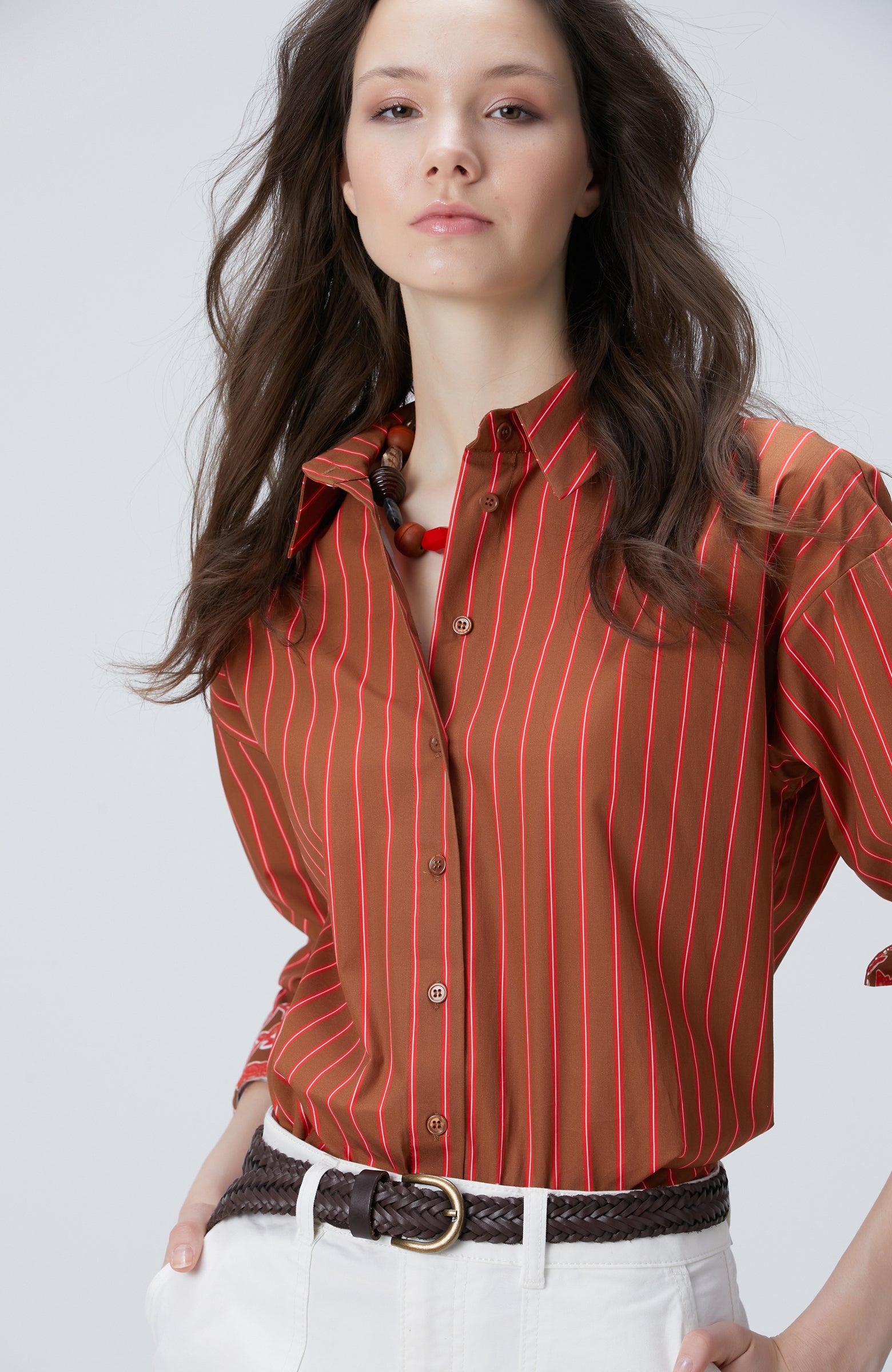 WOMEN'S Cinnamon Red Striped Shirt
