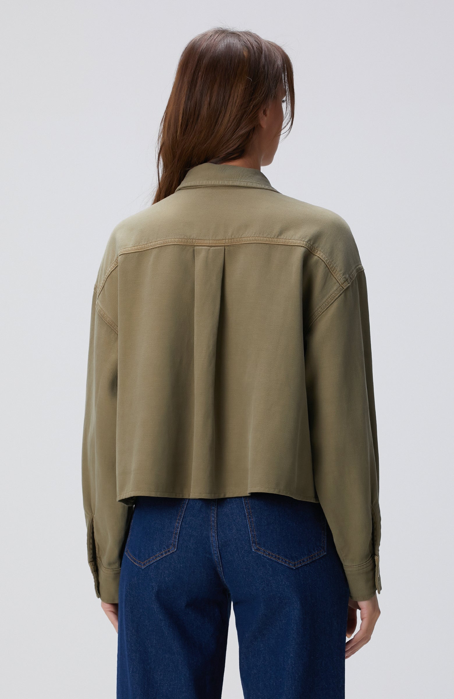 WOMEN'S Khaki Tencel Blend Denim Shirt