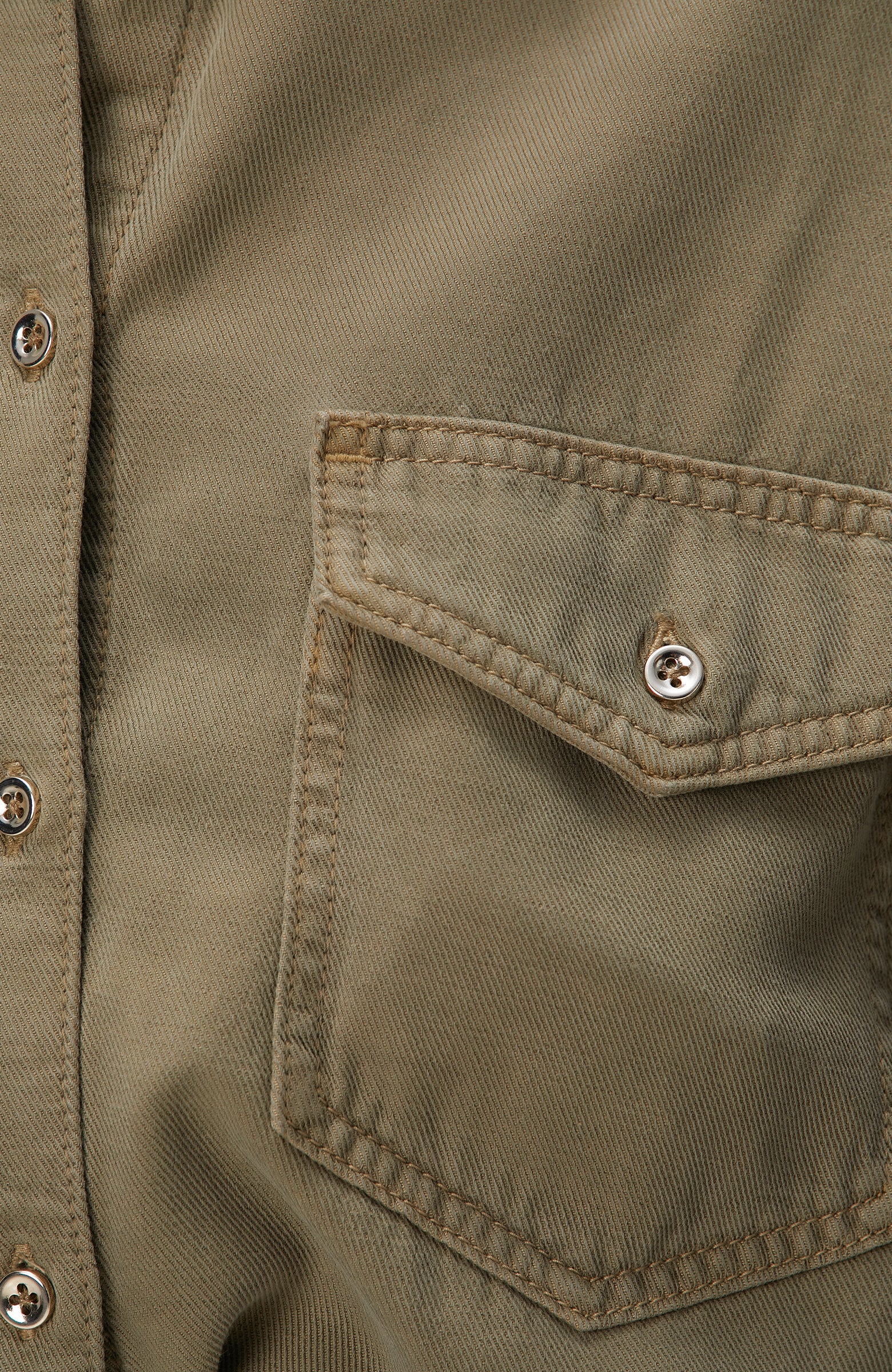 WOMEN'S Khaki Tencel Blend Denim Shirt