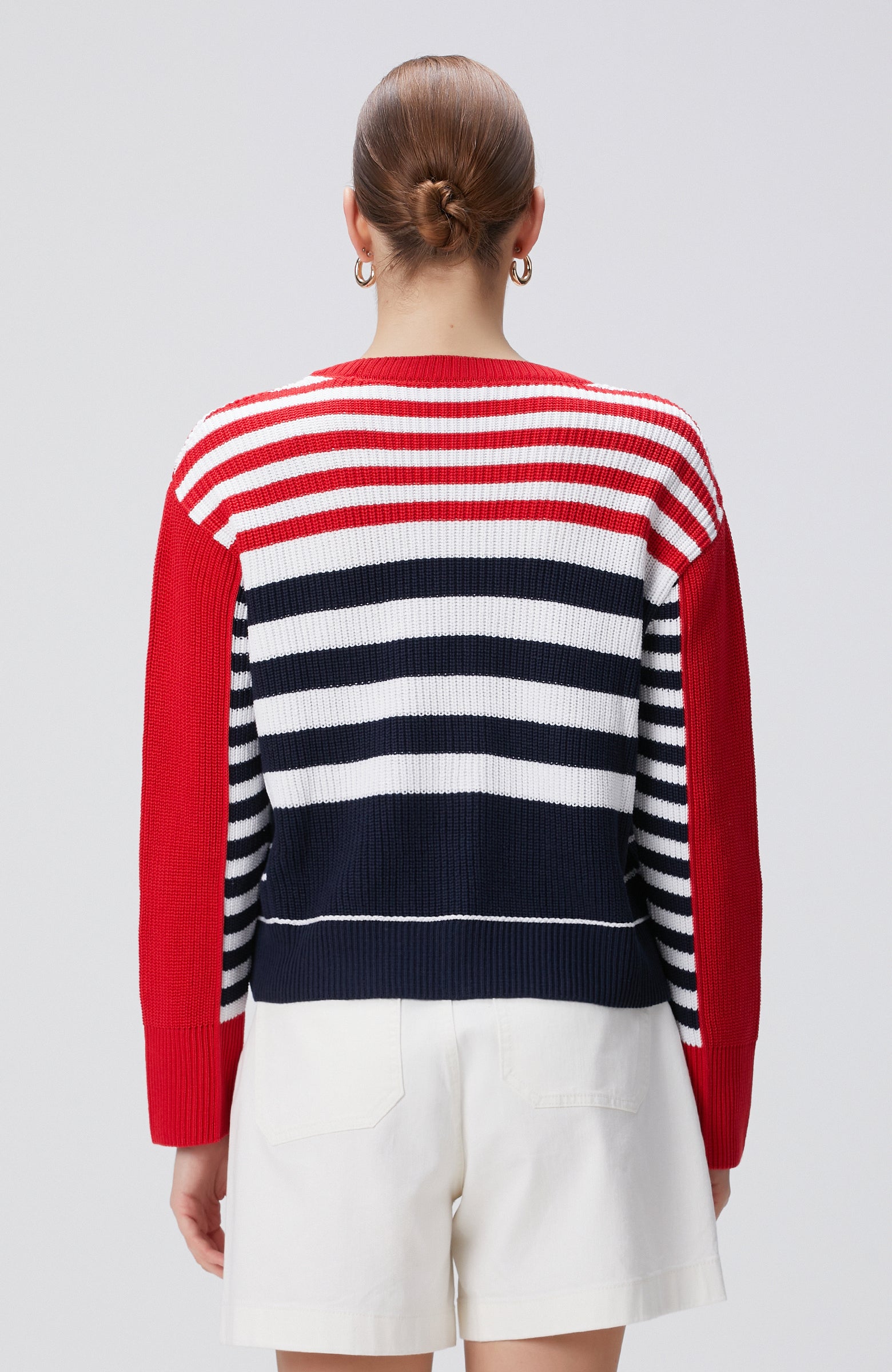 WOMEN'S Navy Blue White Red Cardigan