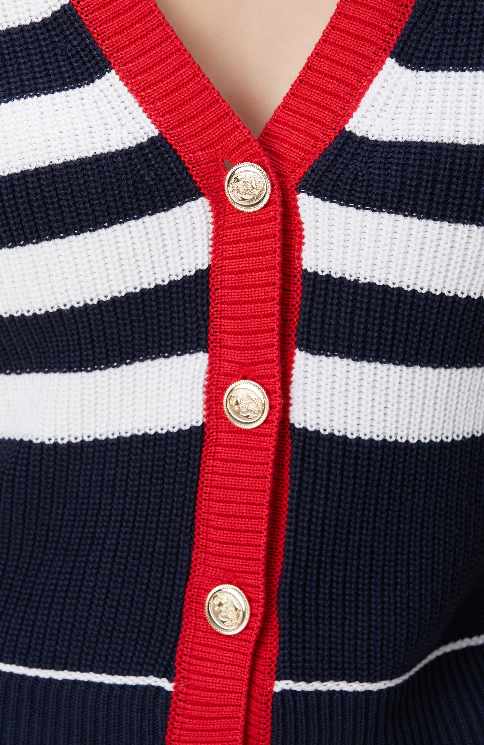 WOMEN'S Navy Blue White Red Cardigan