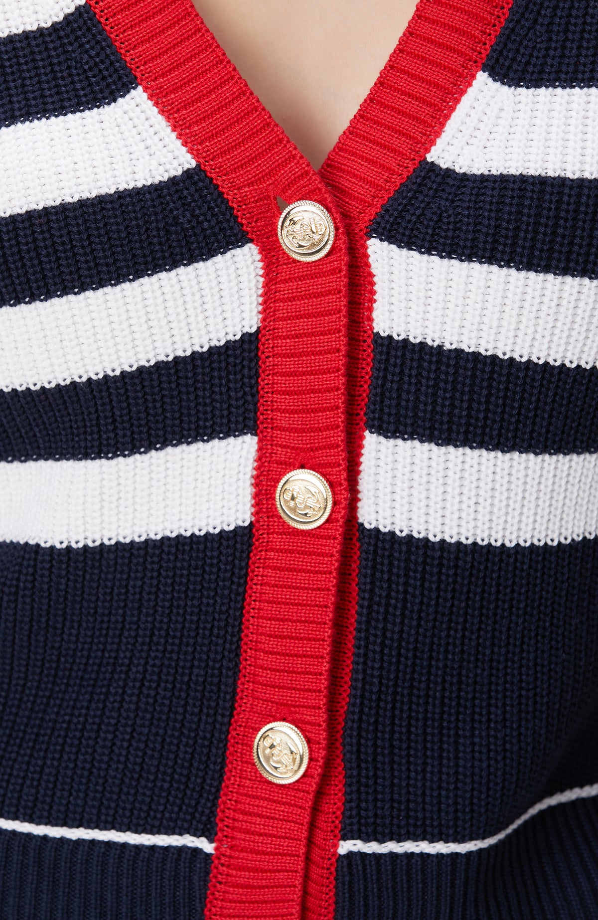 WOMEN'S Navy Blue White Red Cardigan