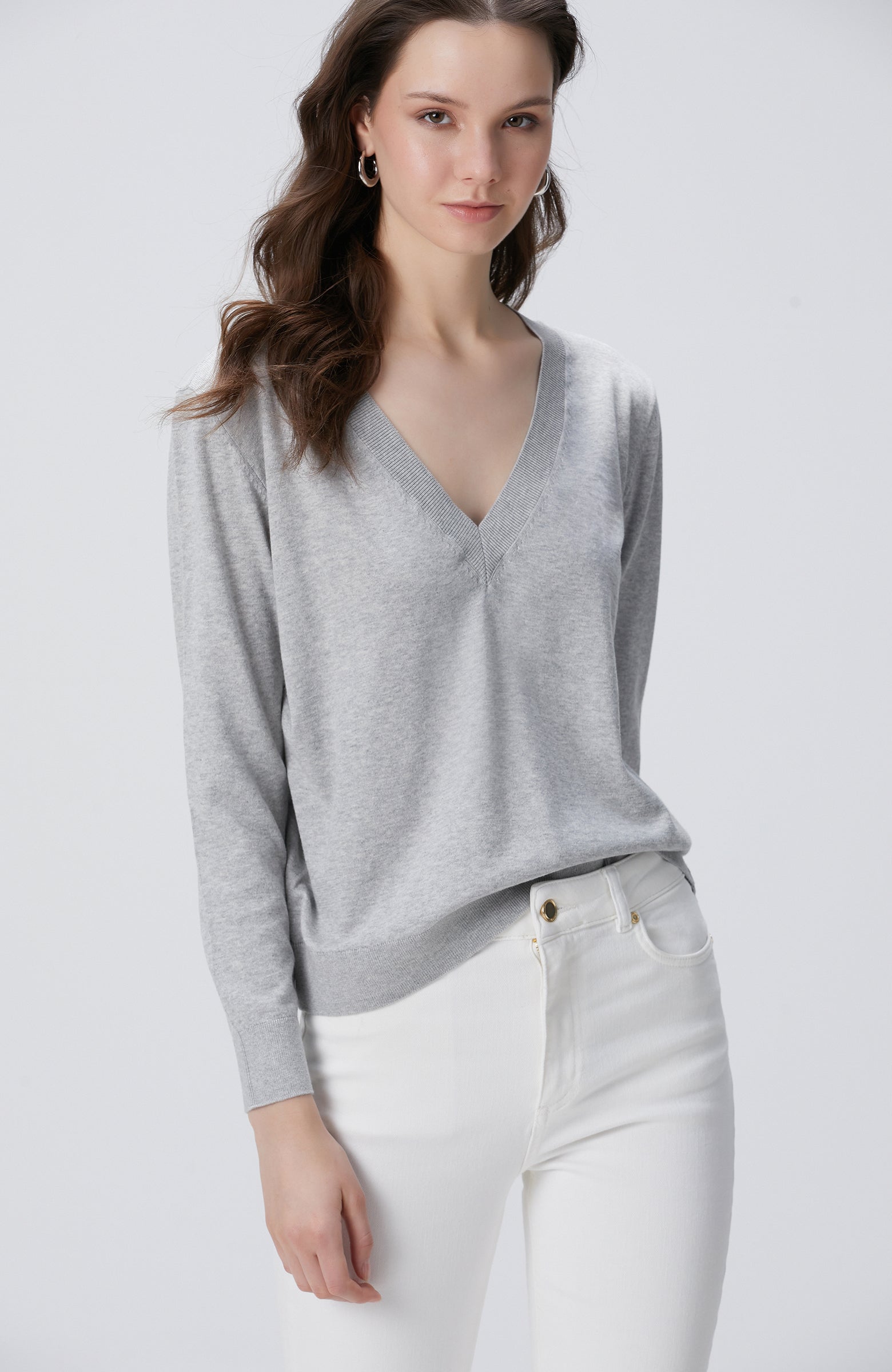 WOMEN'S Grey Melange Sweater