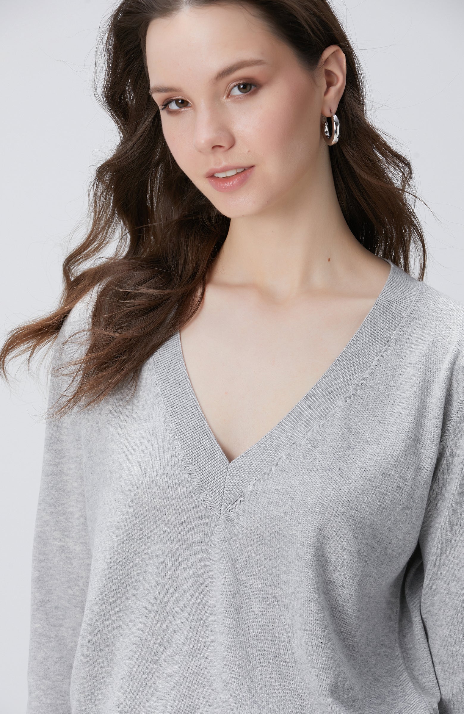 WOMEN'S Grey Melange Sweater