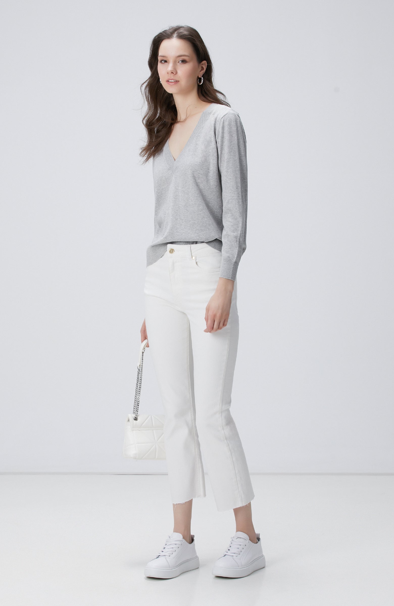 WOMEN'S Grey Melange Sweater