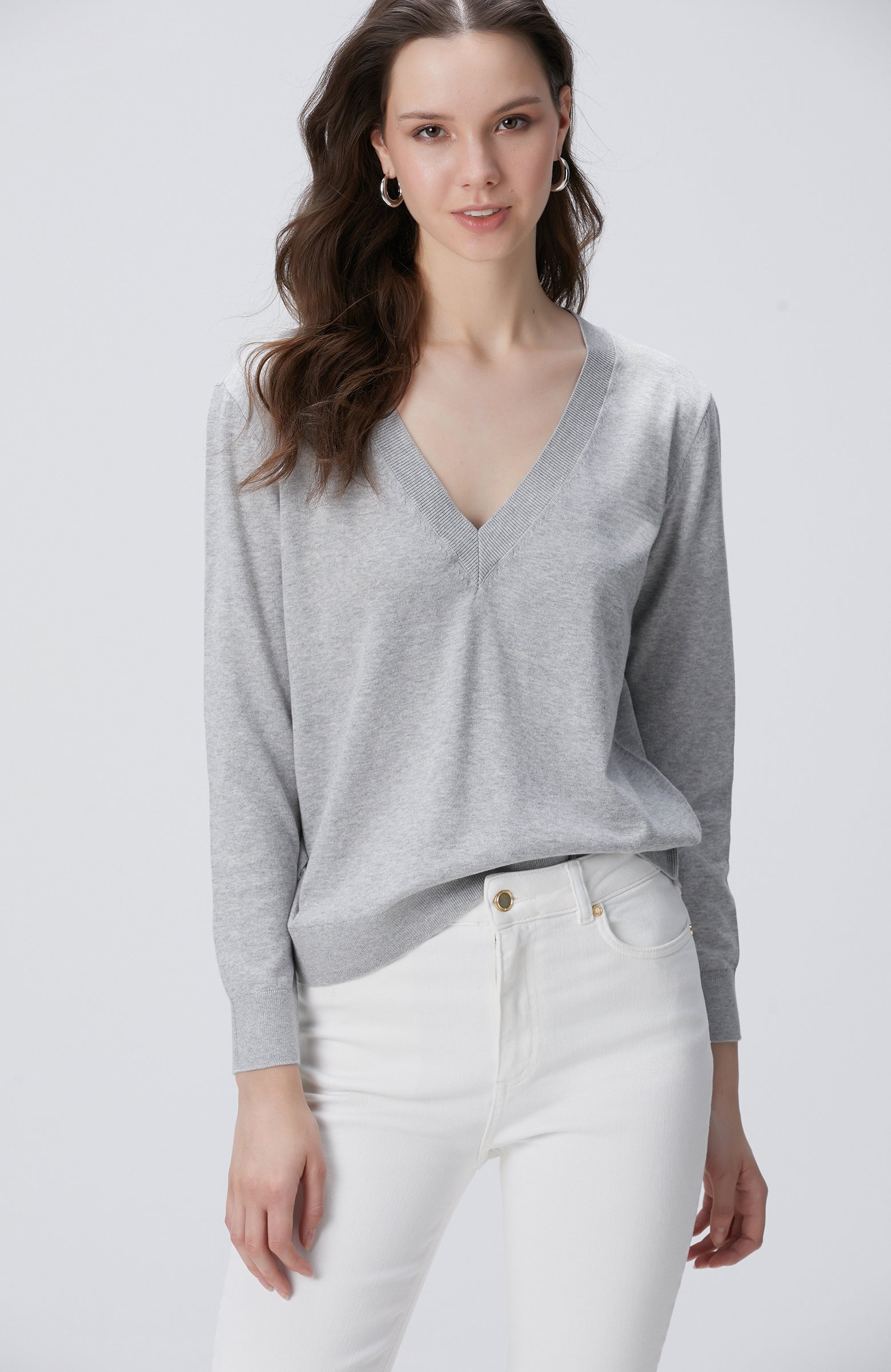 WOMEN'S Grey Melange Sweater
