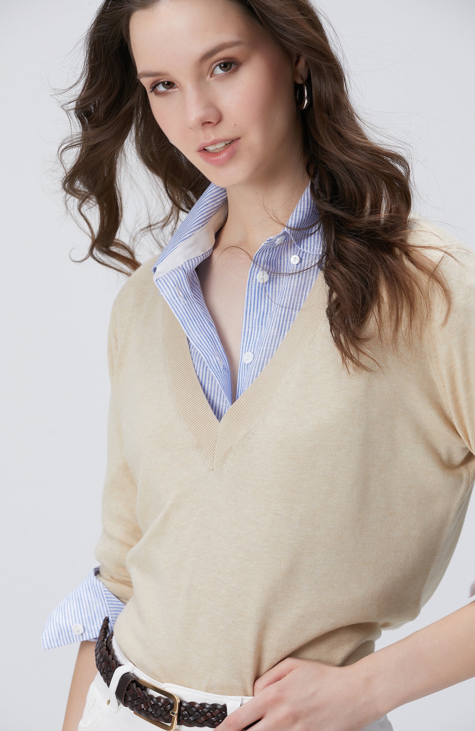 WOMEN'S Beige Melange Sweater