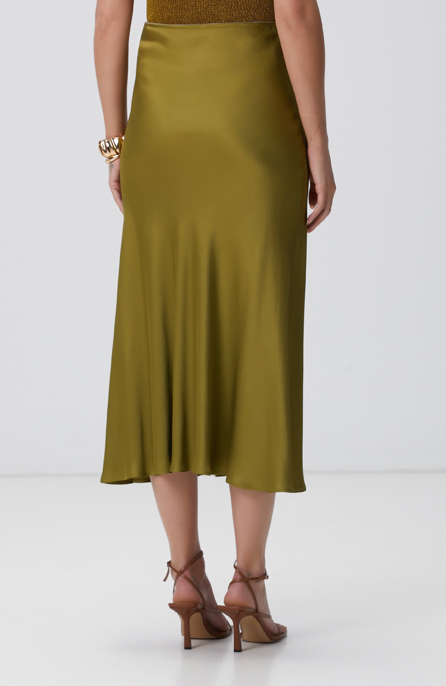 WOMEN'S Fat Green Maxi Satin Skirt
