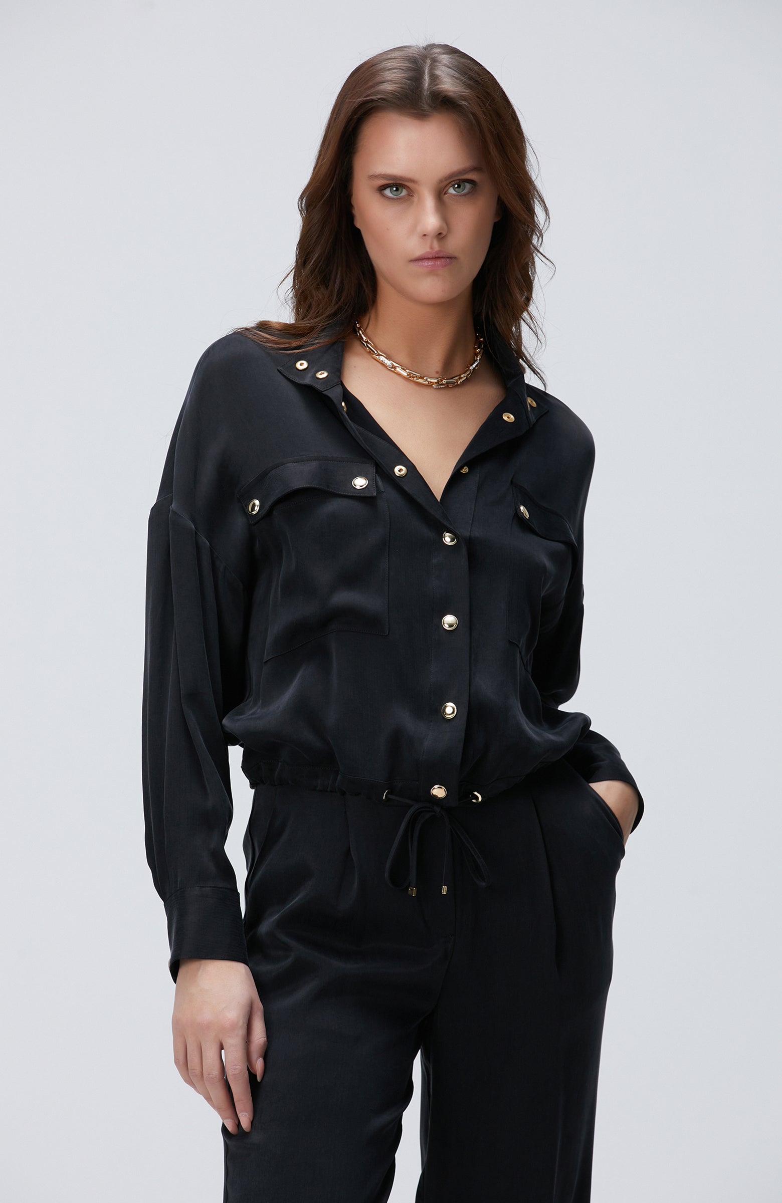 WOMEN'S Black Cupro Shirt