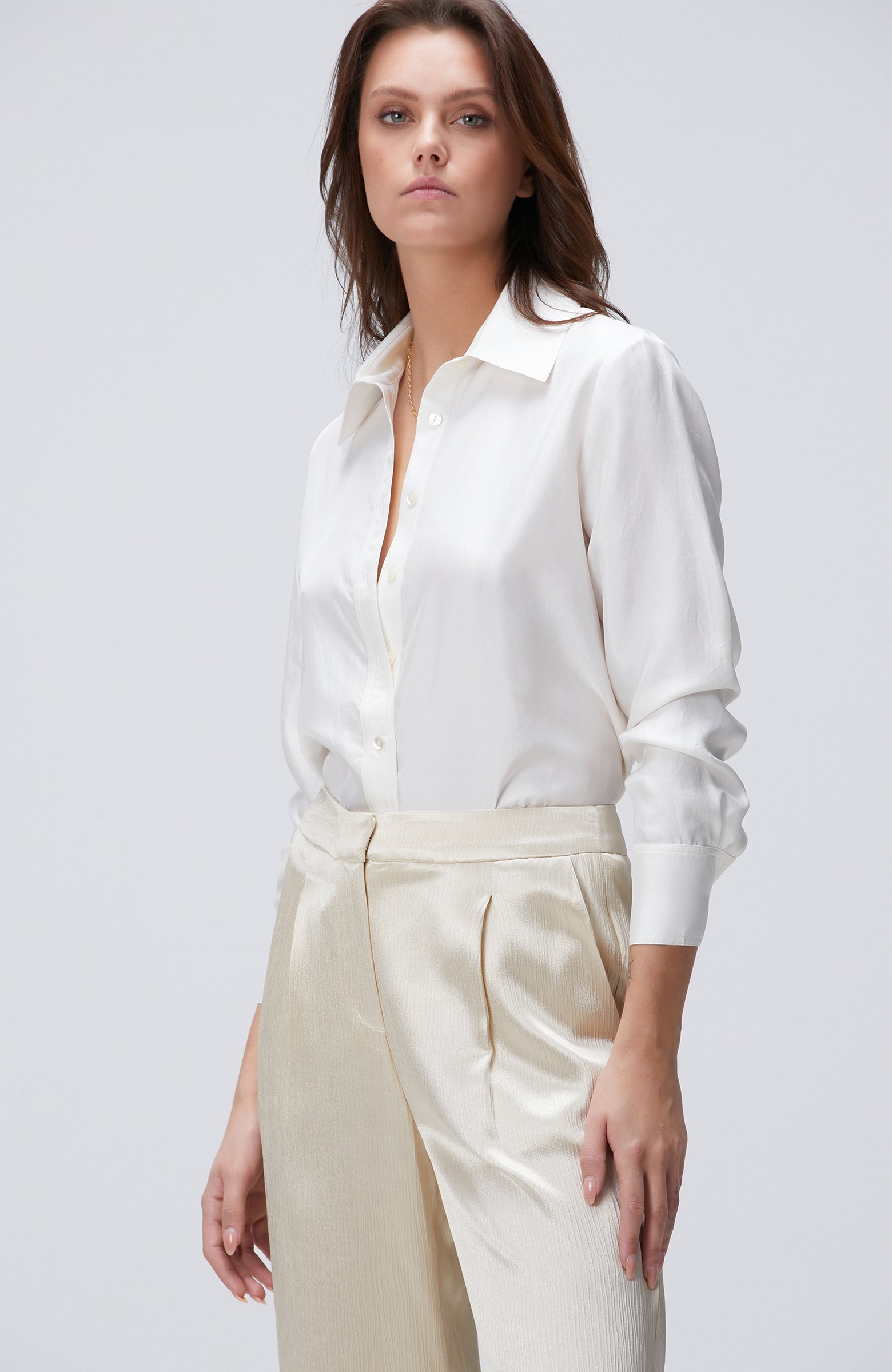 WOMEN'S Limited Off-White Silk Twill Shirt