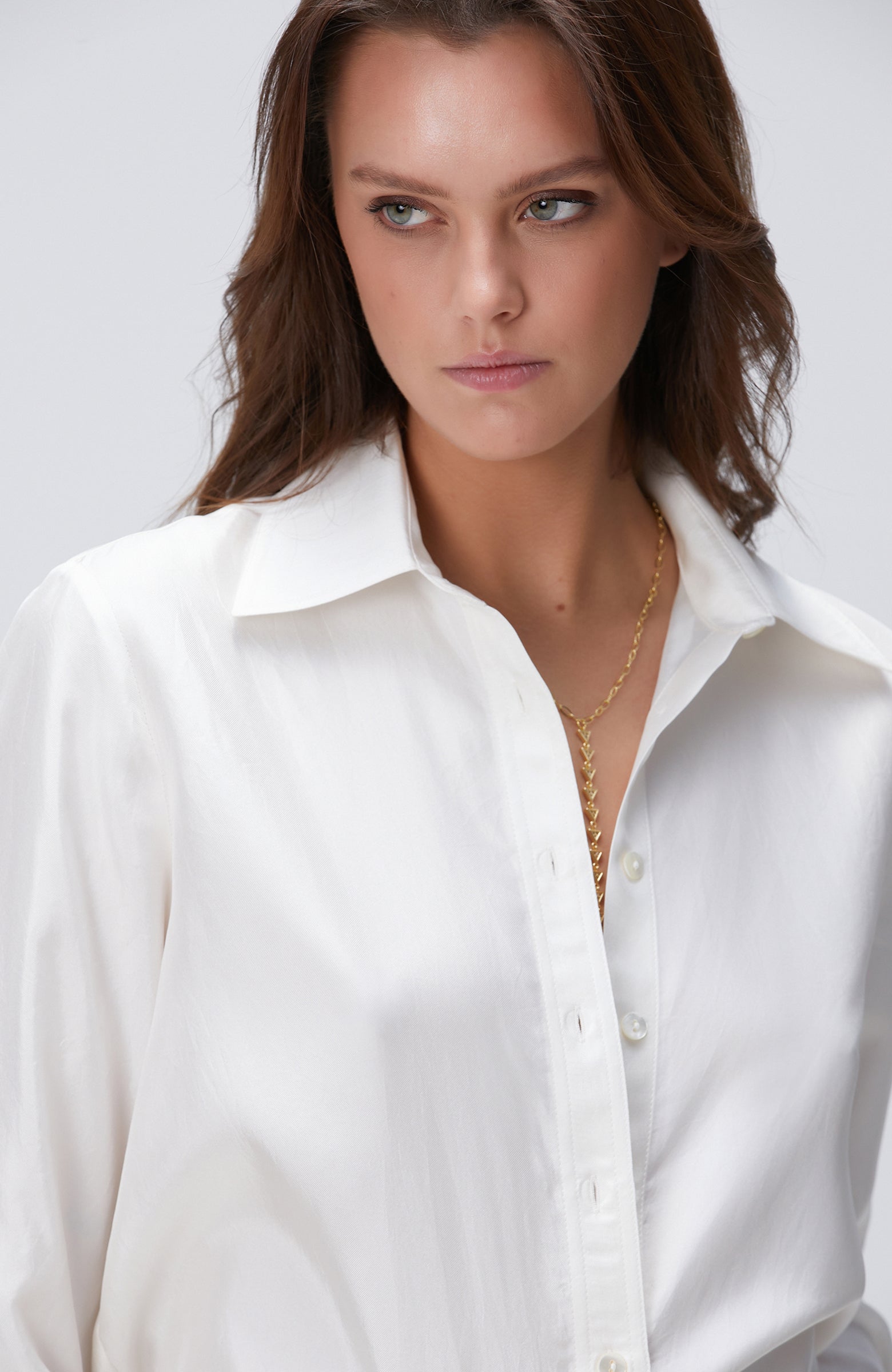 WOMEN'S Limited Off-White Silk Twill Shirt