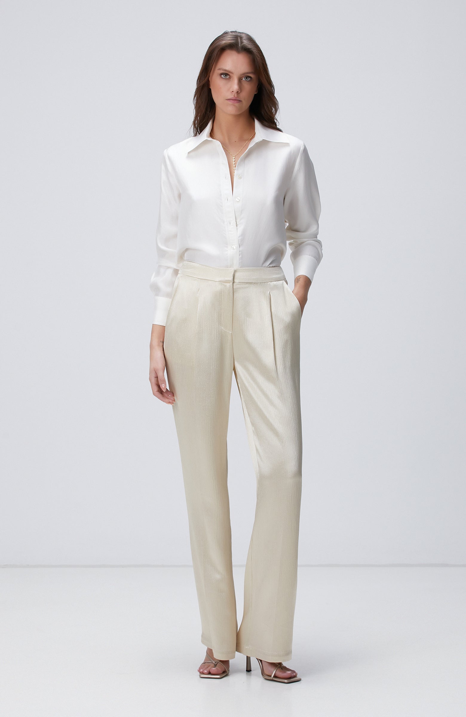 WOMEN'S Limited Off-White Silk Twill Shirt