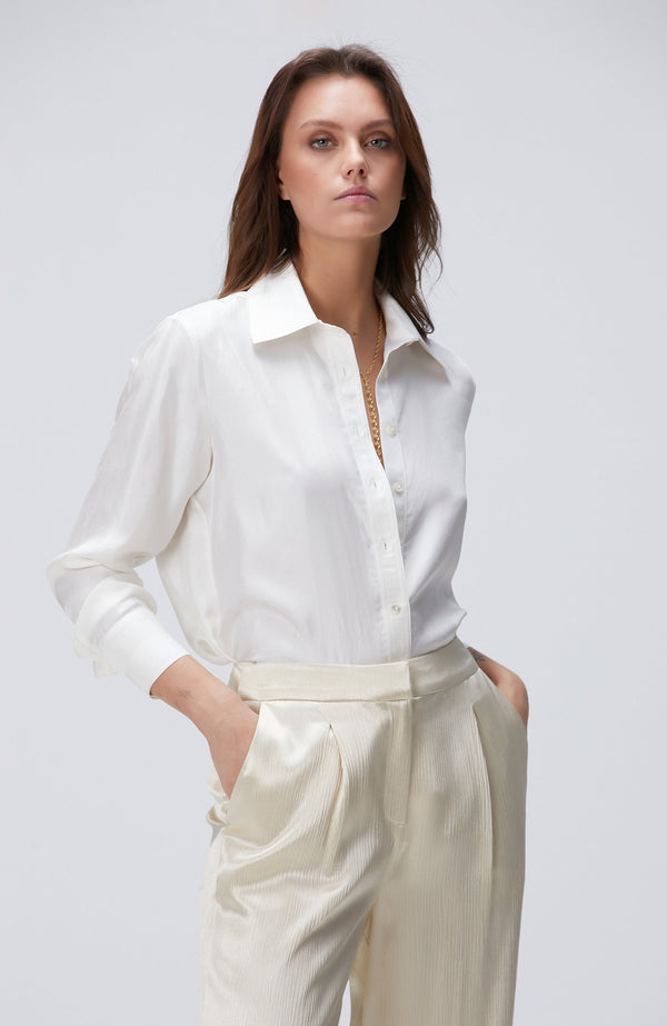 WOMEN'S Limited Off-White Silk Twill Shirt