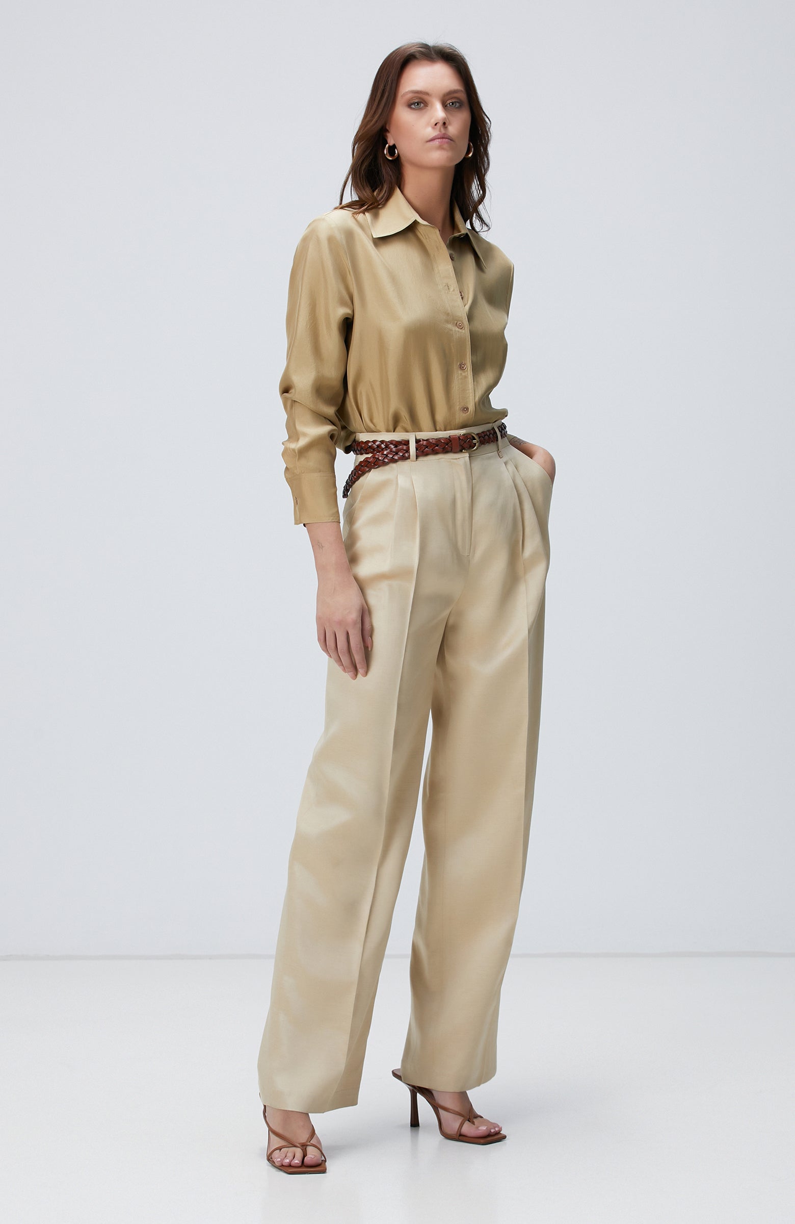 WOMEN'S Limited Light Khaki Silk Shirt