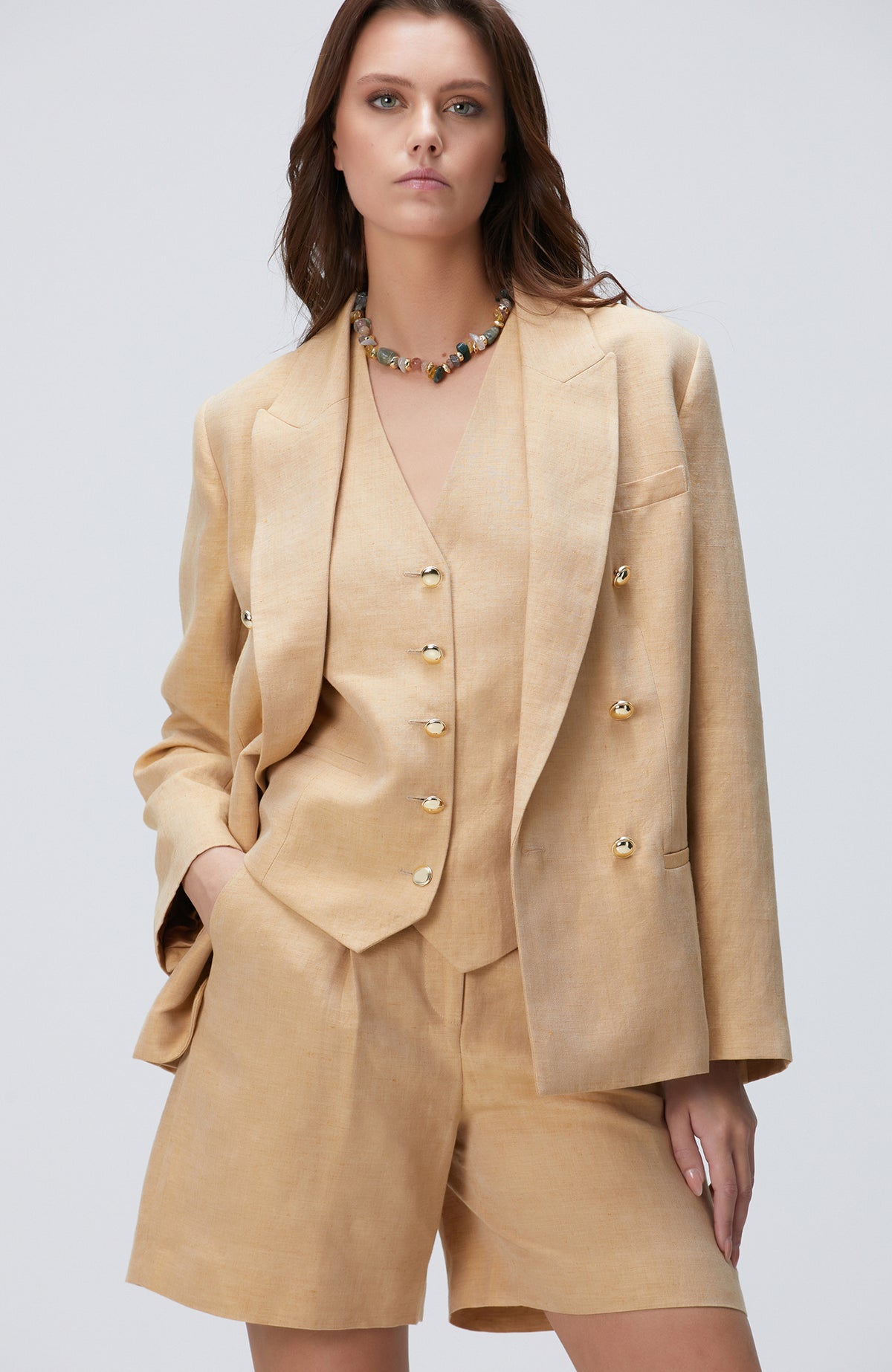 WOMEN'S Limited Light Beige Linen Blend Jacket