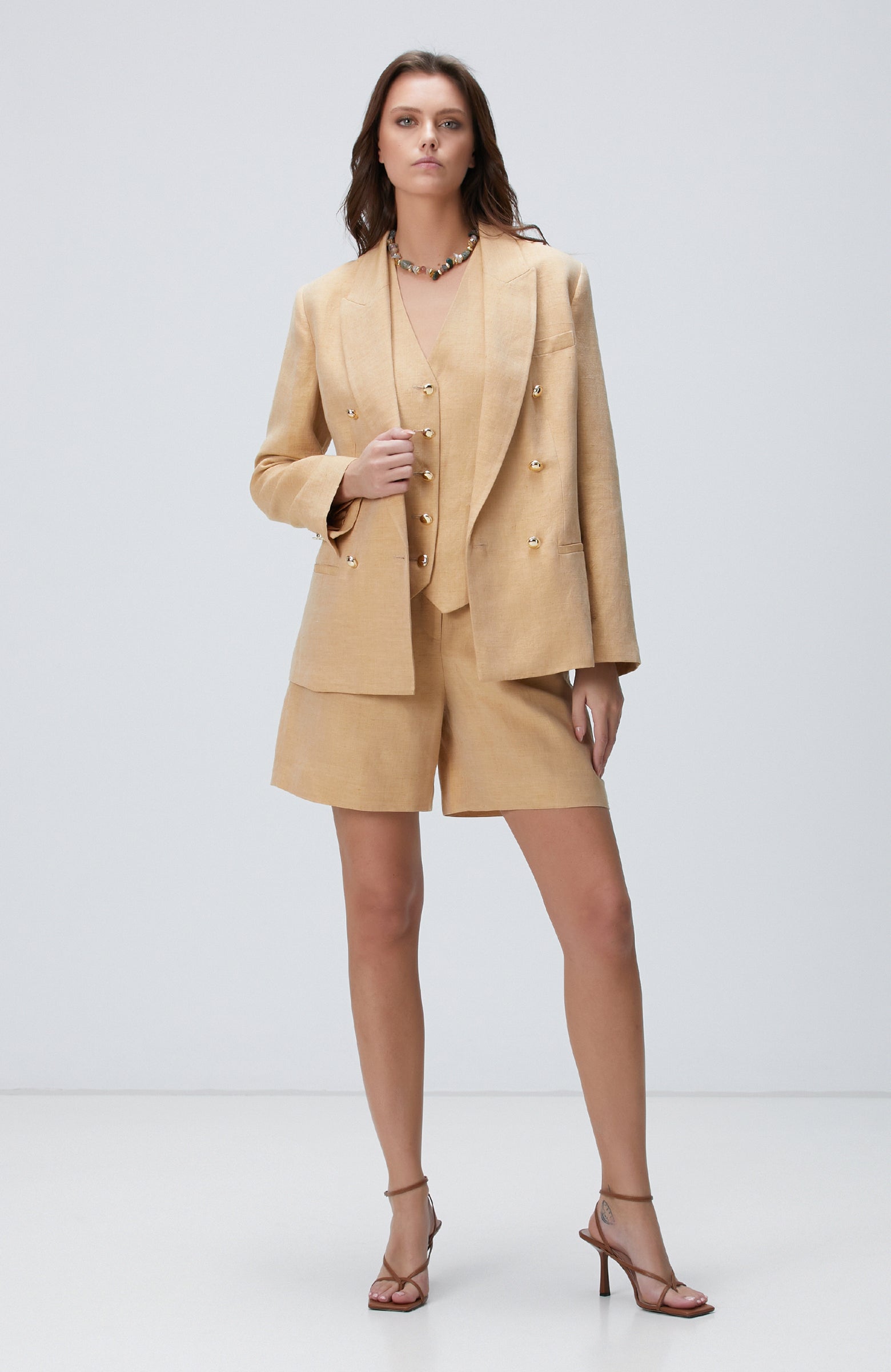 WOMEN'S Limited Light Beige Linen Blend Jacket