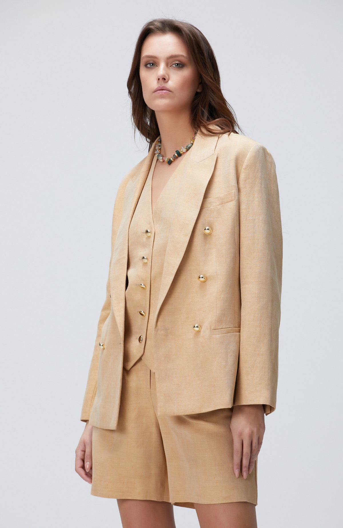 WOMEN'S Limited Light Beige Linen Blend Jacket