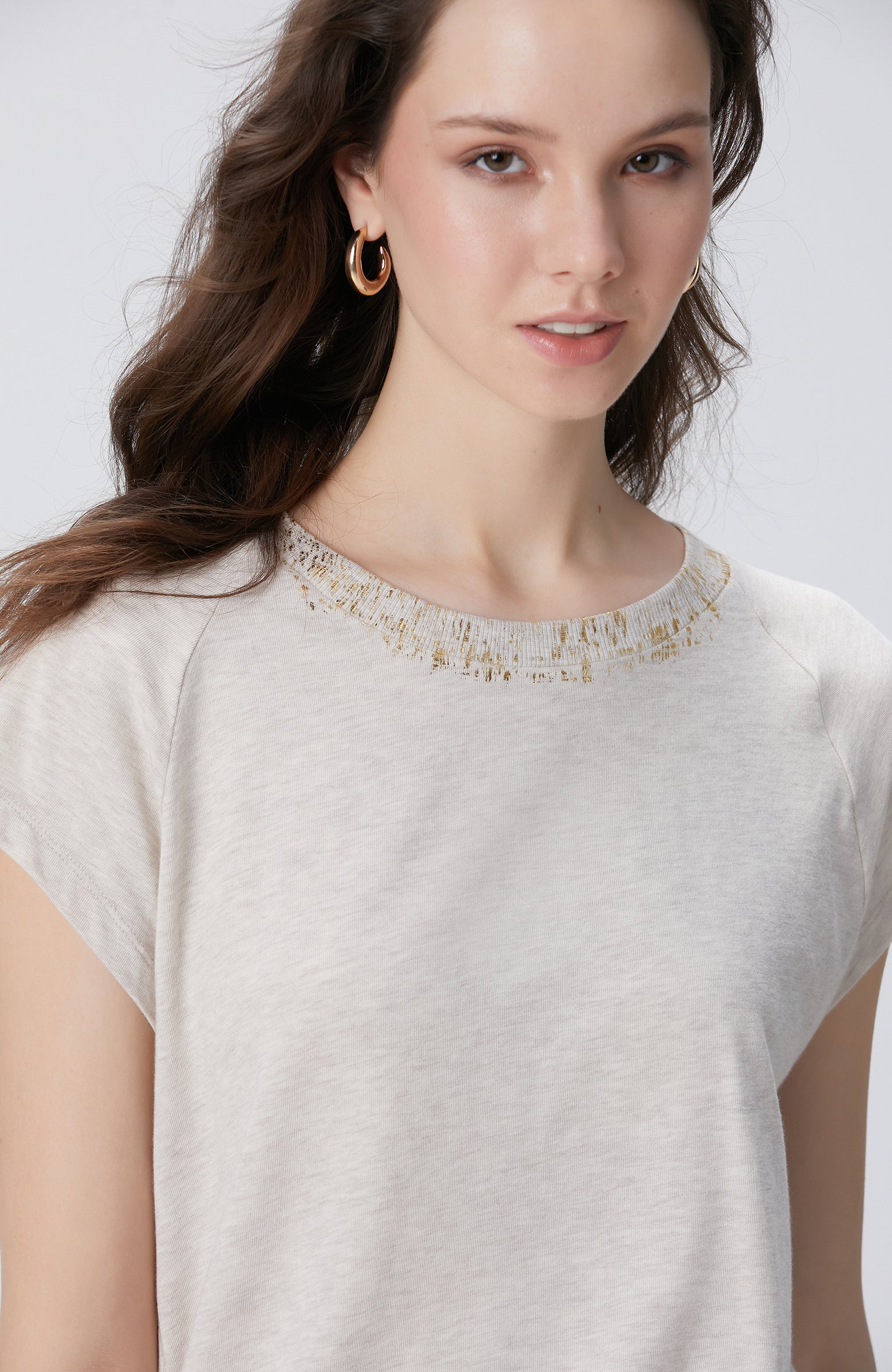 WOMEN'S Beige Melange T-Shirt