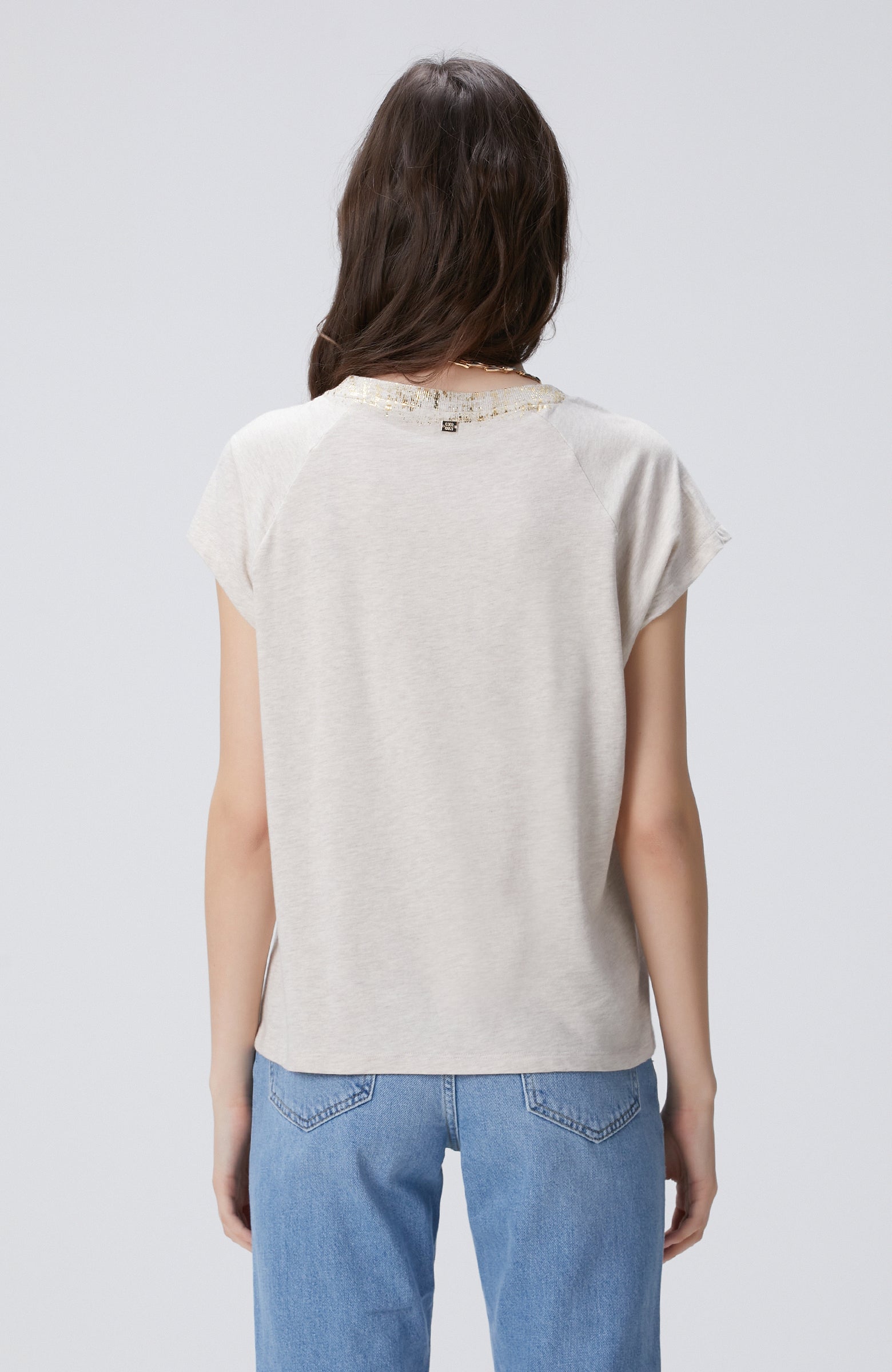 WOMEN'S Beige Melange T-Shirt