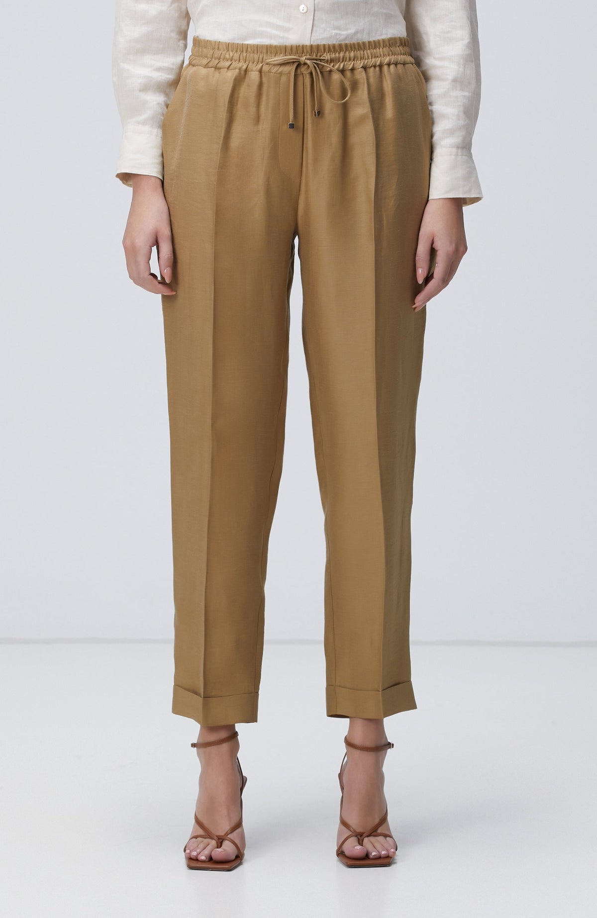 WOMEN'S Limited Oil Green Linen Blend Pants