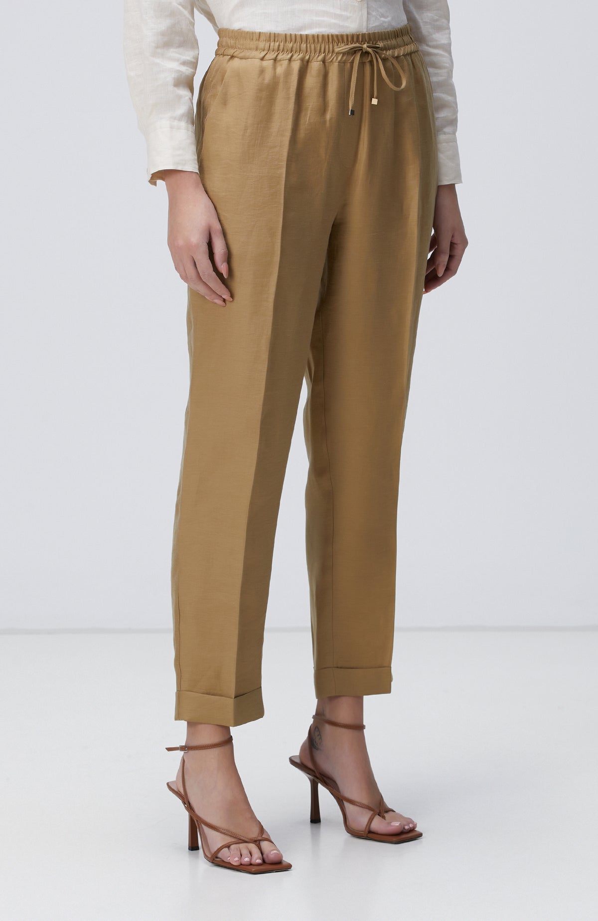 WOMEN'S Limited Oil Green Linen Blend Pants