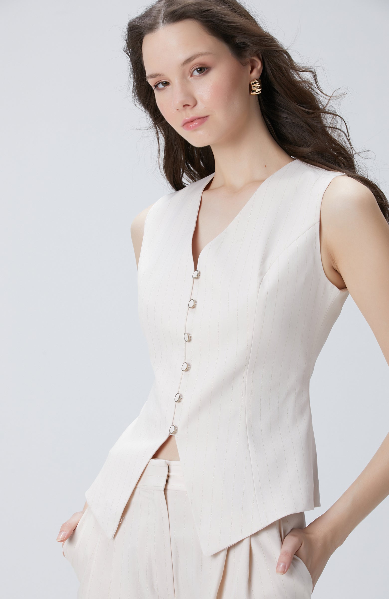 WOMEN'S Beige Long Vest
