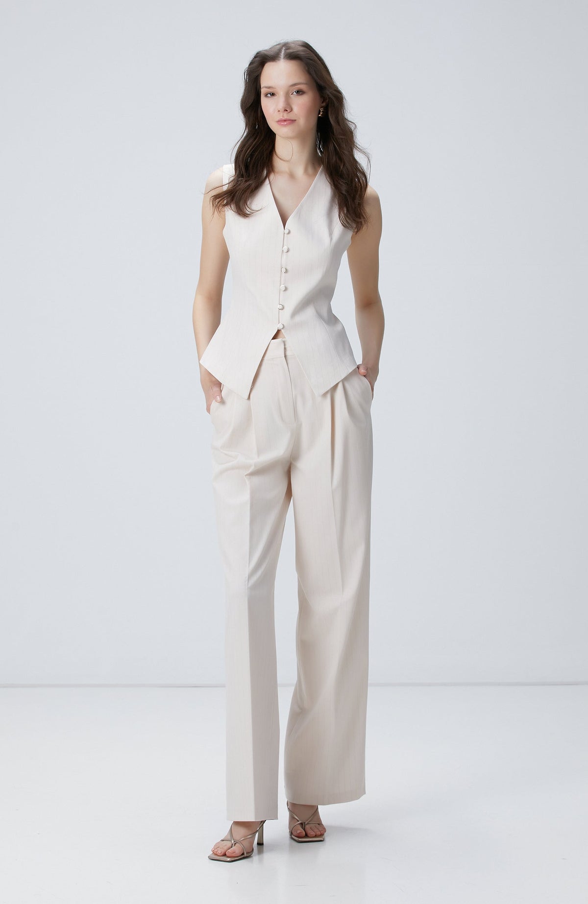 WOMEN'S Beige Long Vest