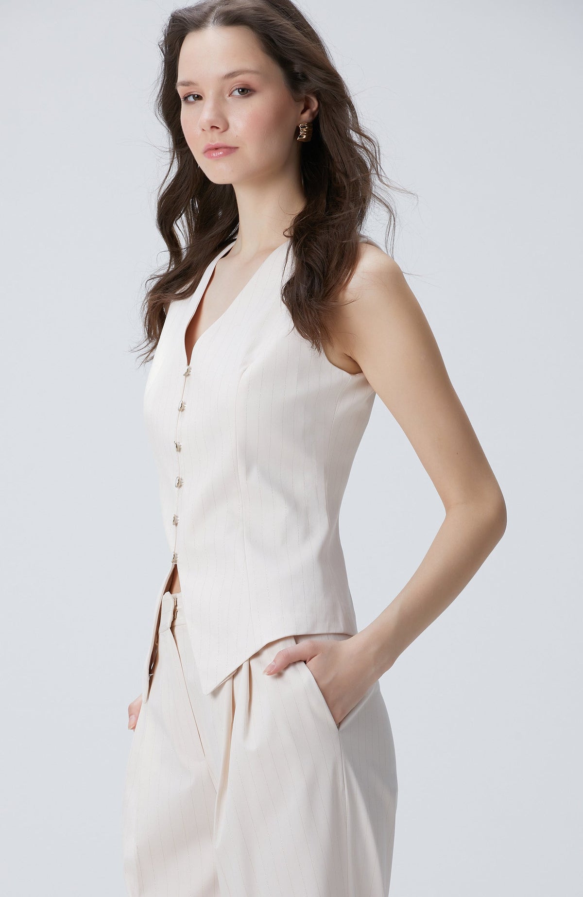 WOMEN'S Beige Long Vest