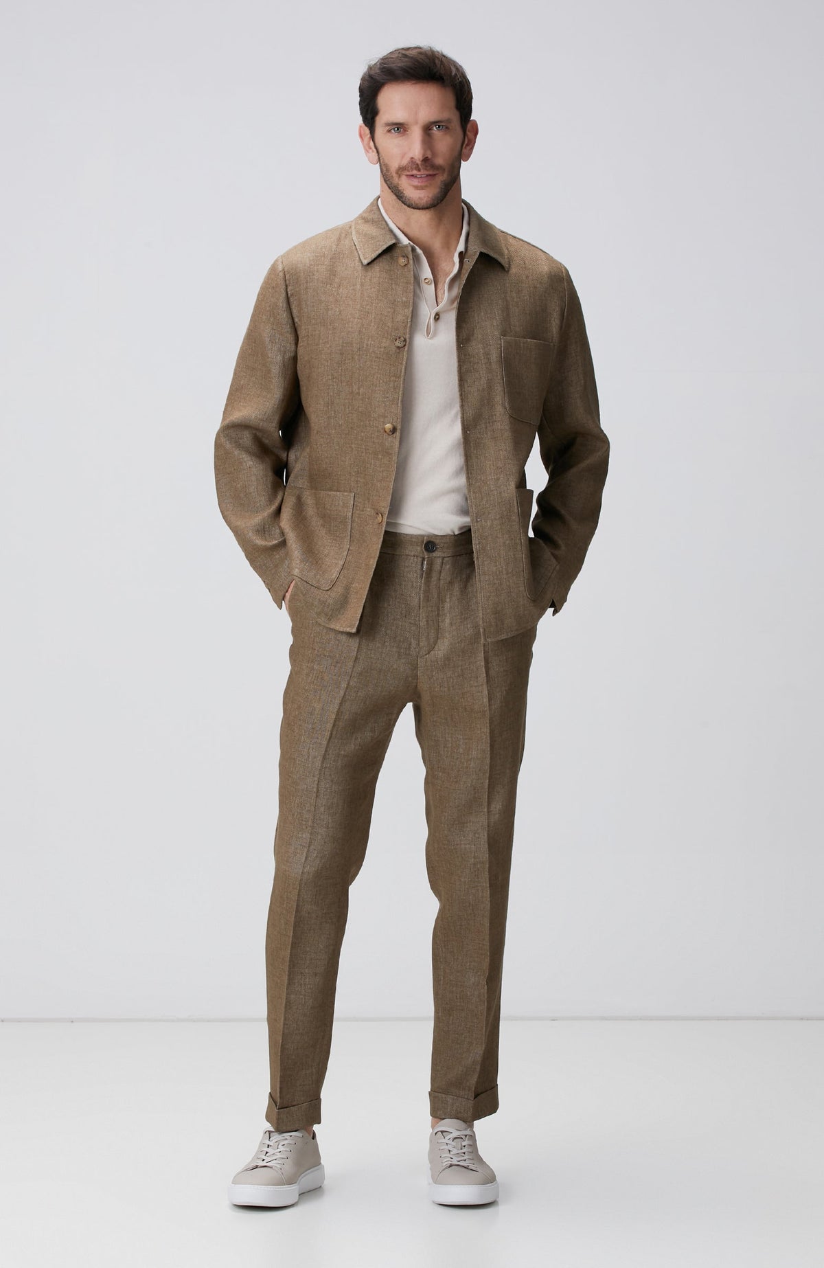 MEN'S Camel Linen Blend Pants