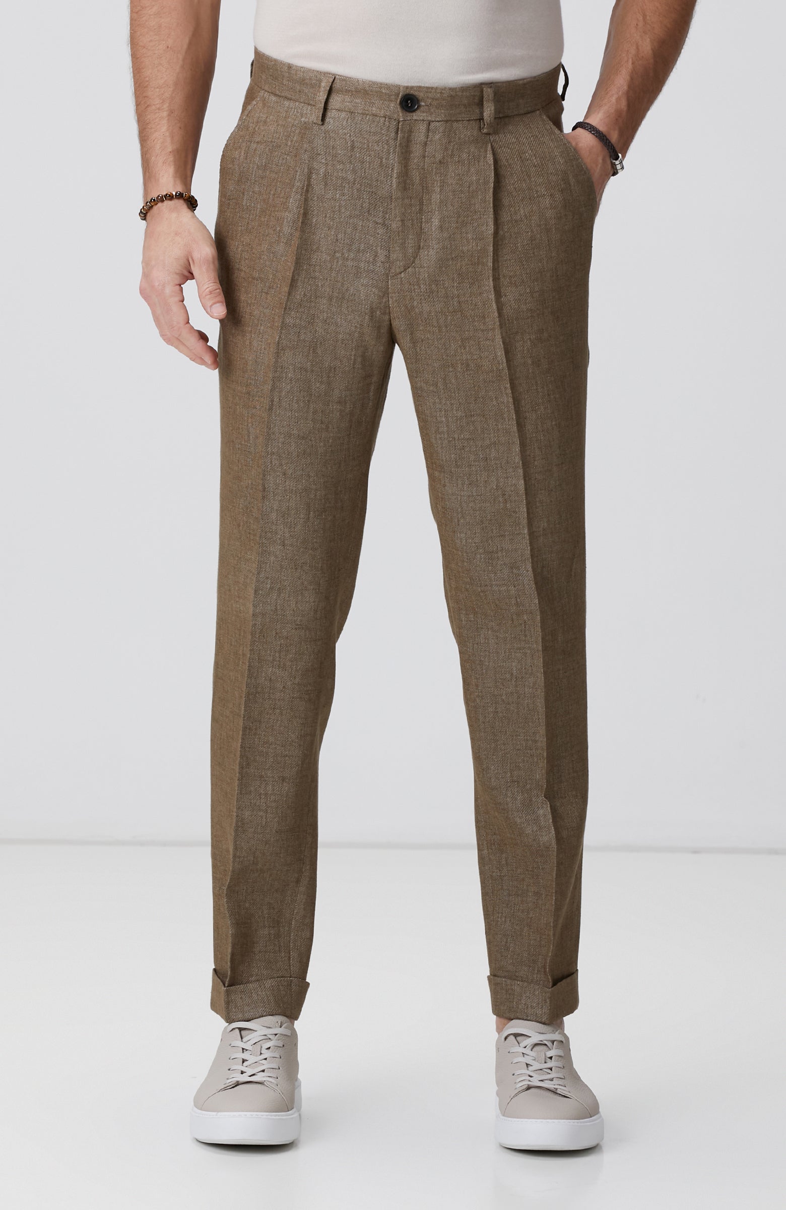 MEN'S Camel Linen Blend Pants