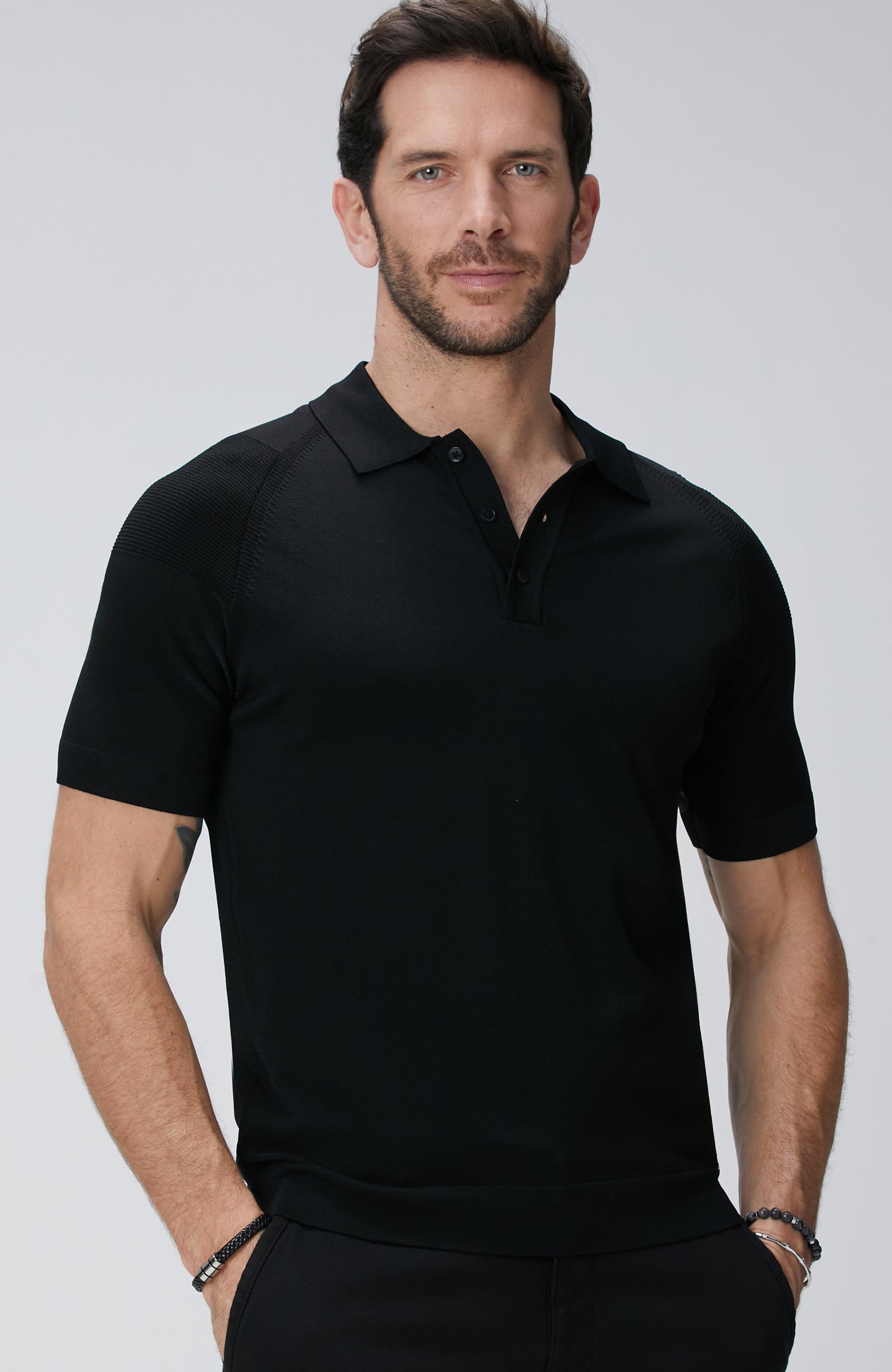MEN'S N-Tech Black Polo Neck Sweater