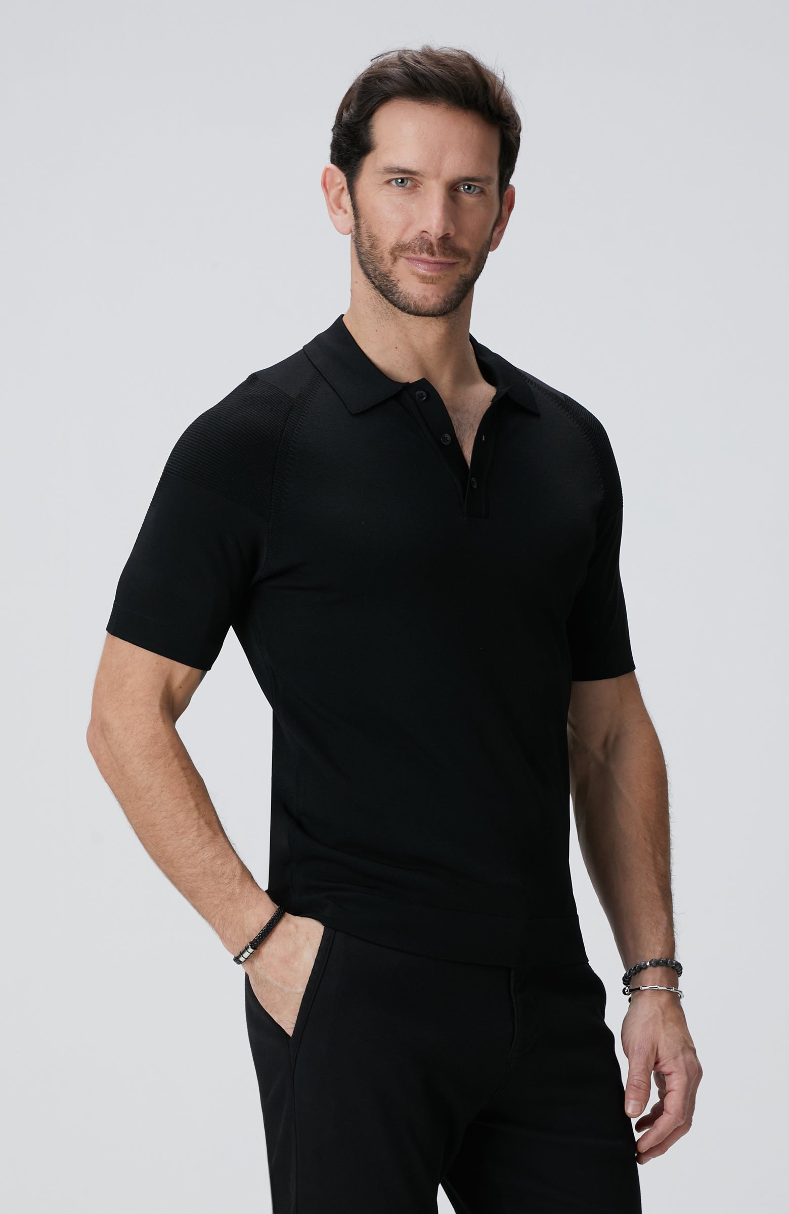 MEN'S N-Tech Black Polo Neck Sweater