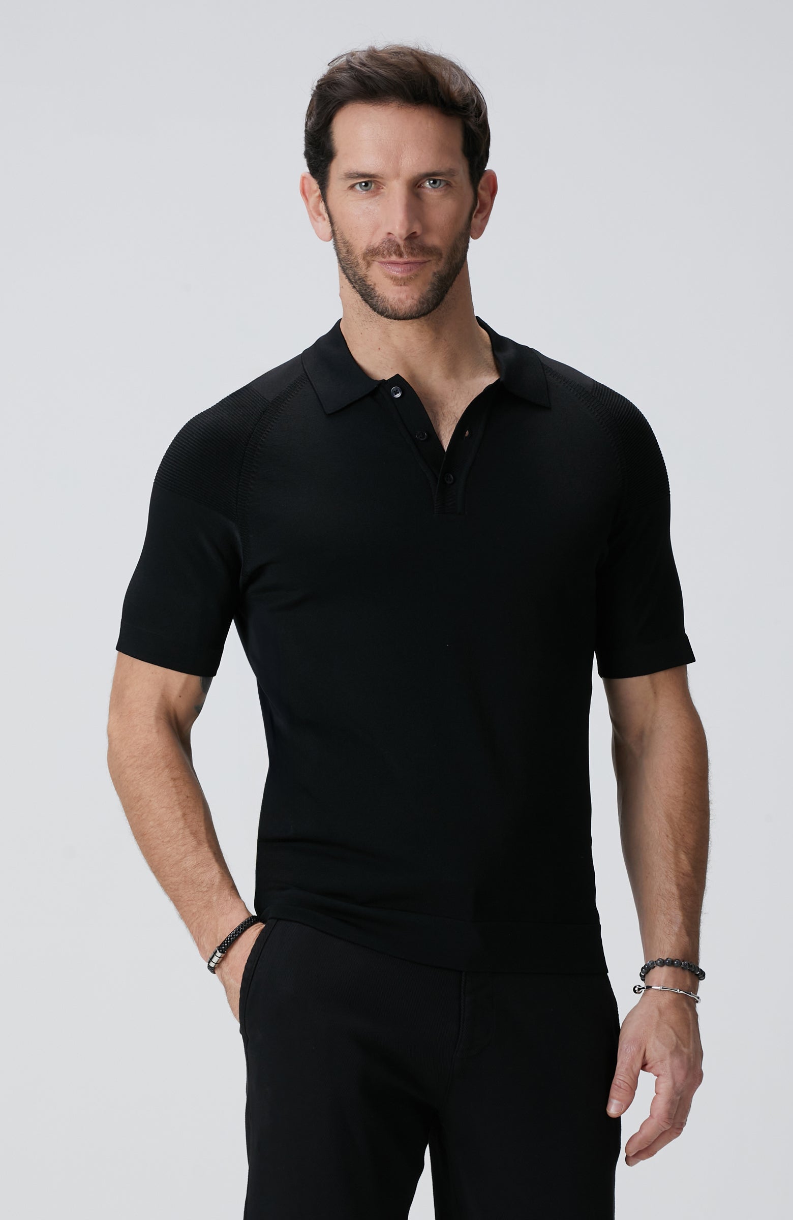 MEN'S N-Tech Black Polo Neck Sweater