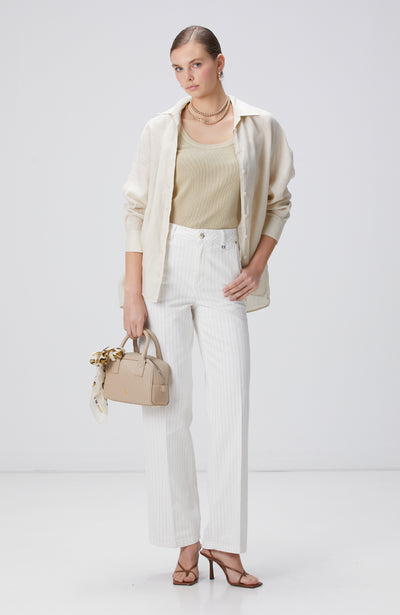 WOMEN'S Off-White Striped Denim Pants